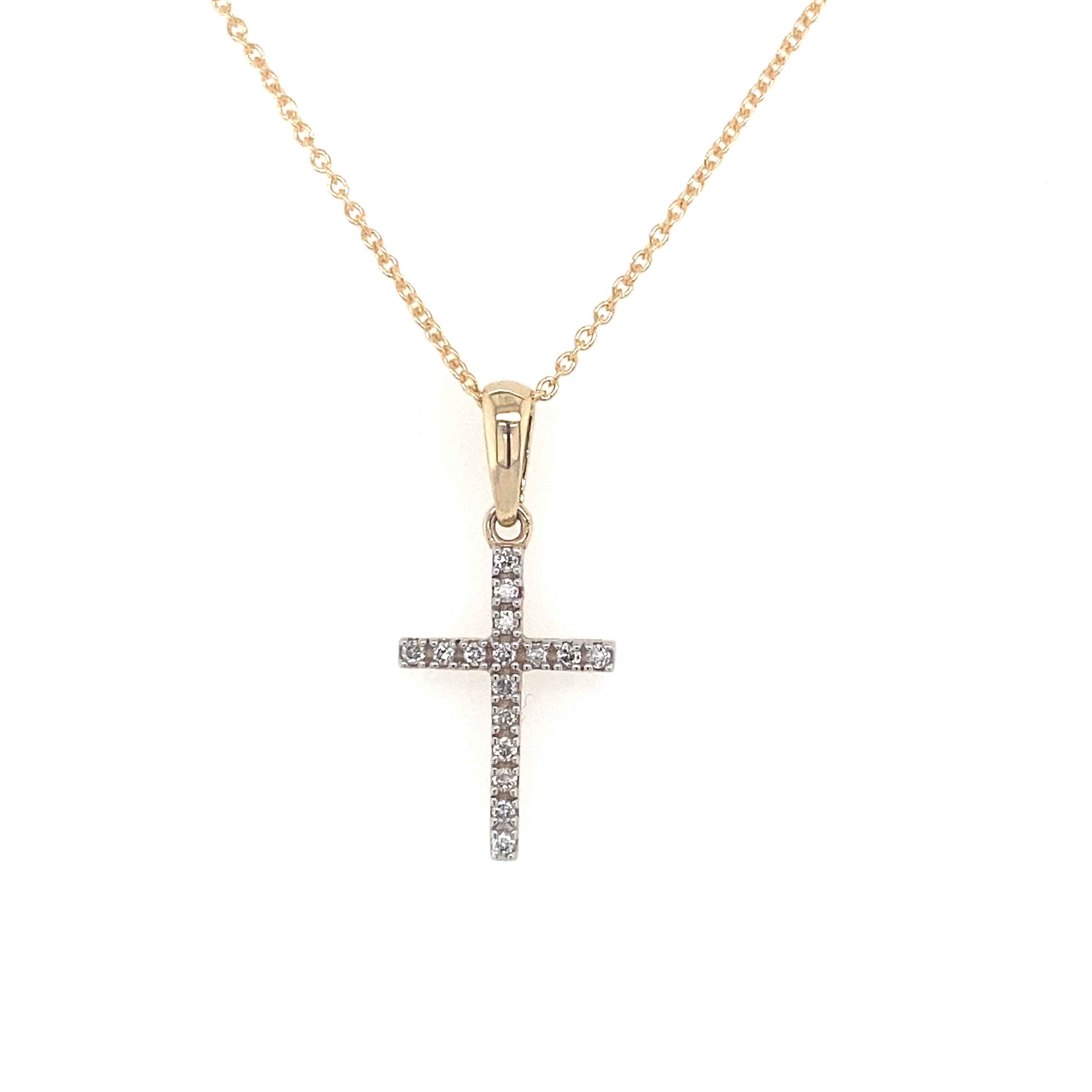 Genevieve Solid Gold and Diamond Cross Necklace - Caesar Loves Ava