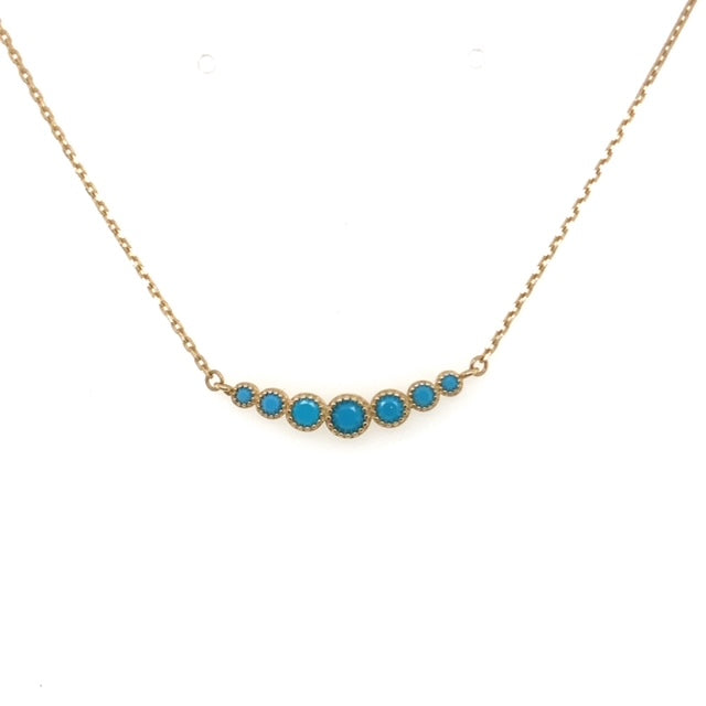 Totti Genuine Turquoise Necklace with Solid Gold Chain - Caesar Loves Ava