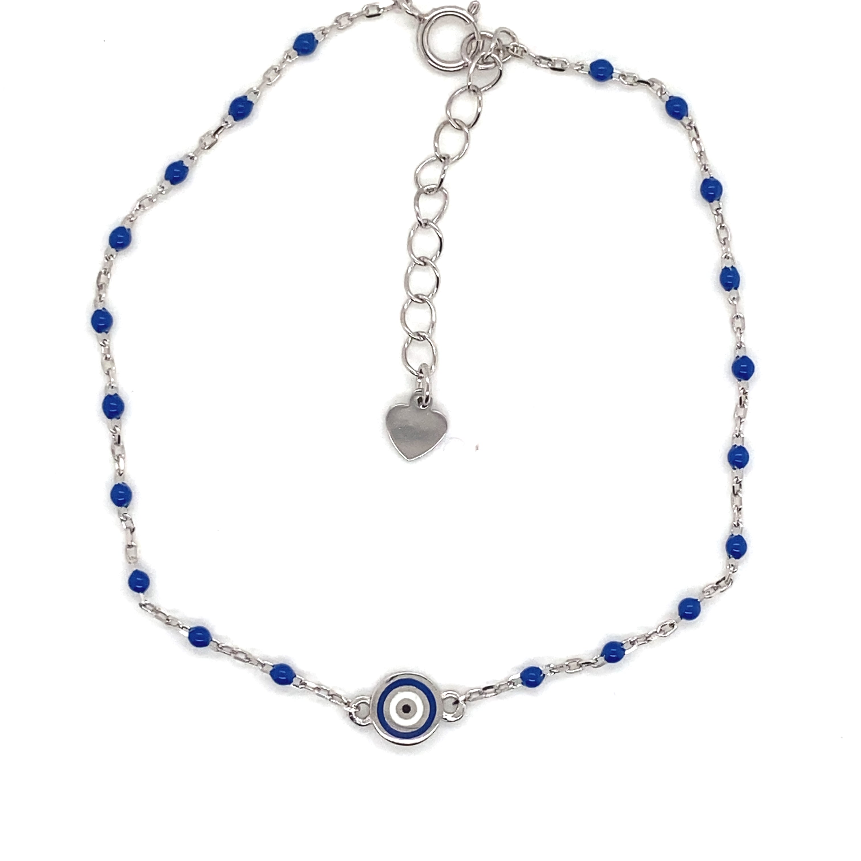 Rania Sterling Silver and Enamel Evil Eye Bracelet - Caesar Loves Ava
