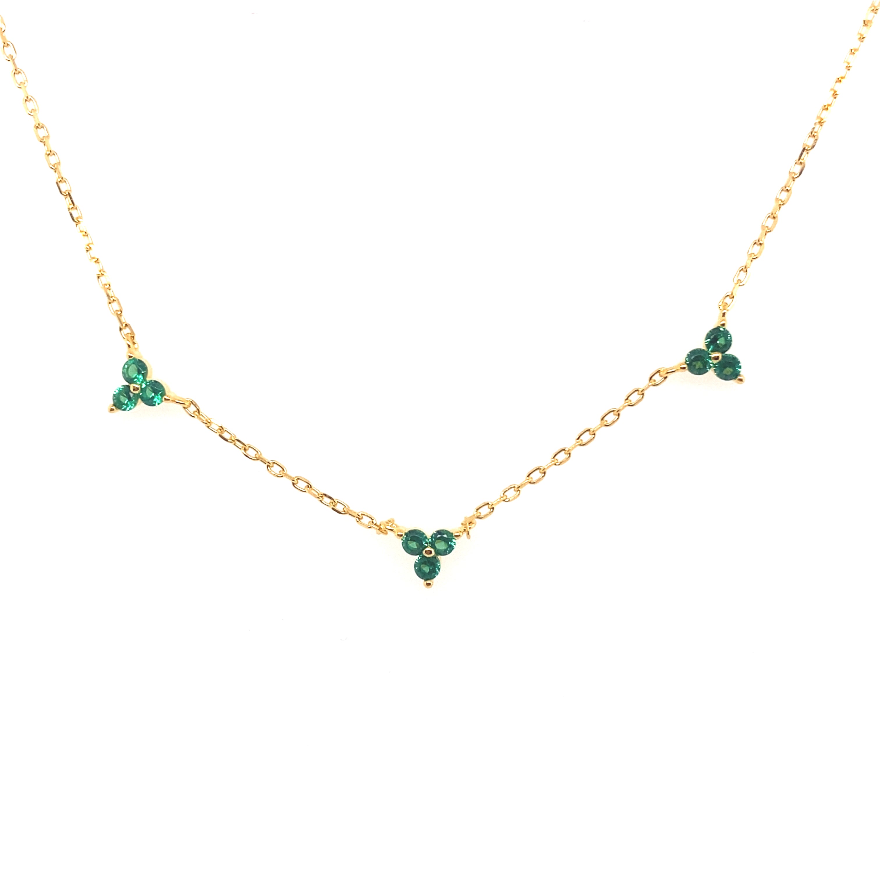 Gloria Gold Plated Silver Dazzling Green Detail Necklace - Caesar Loves Ava