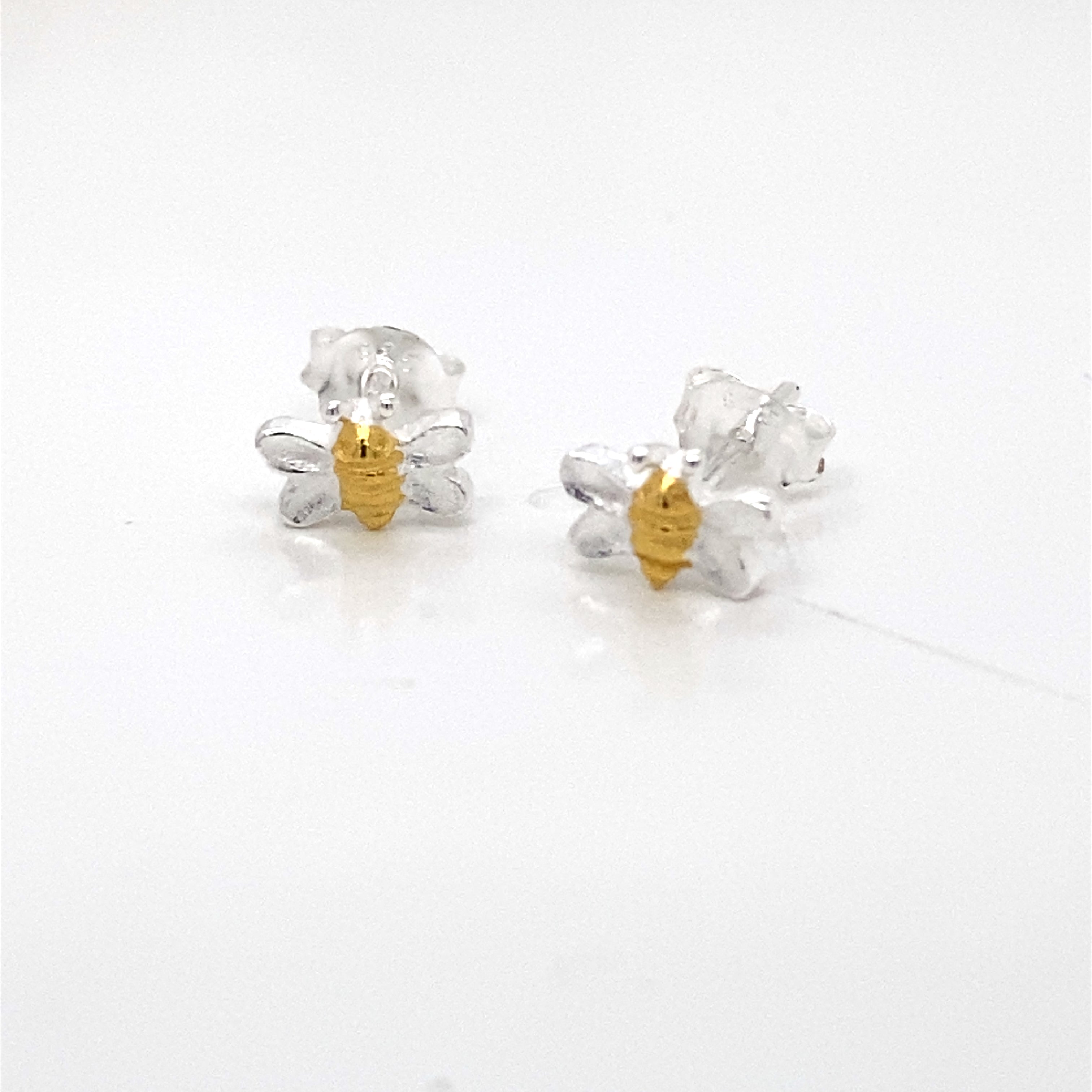 Chloe Two-Tone Sterling Silver Buzzing Bee Studs - Caesar Loves Ava