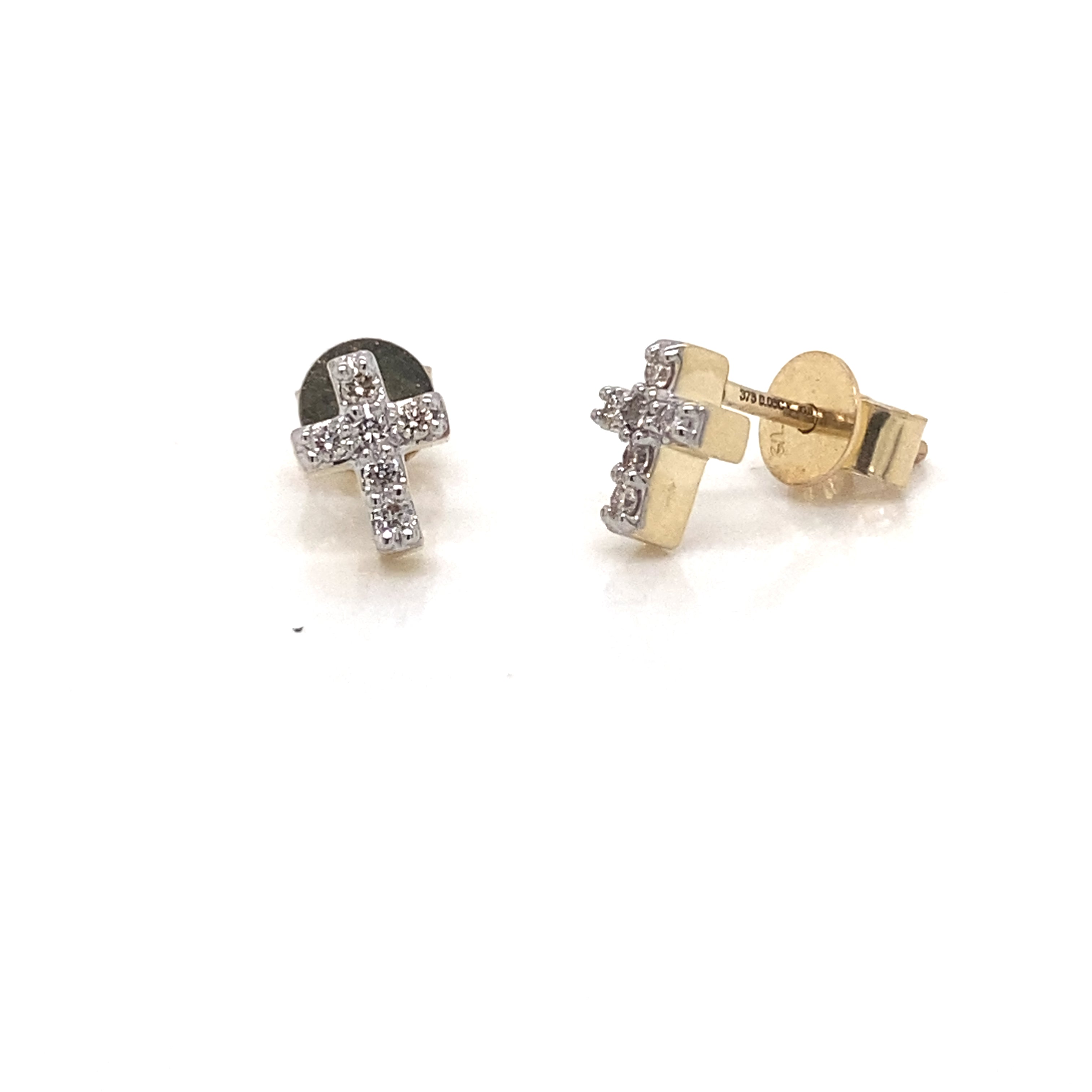Charity Solid Gold and Diamond Cross Earrings - Caesar Loves Ava