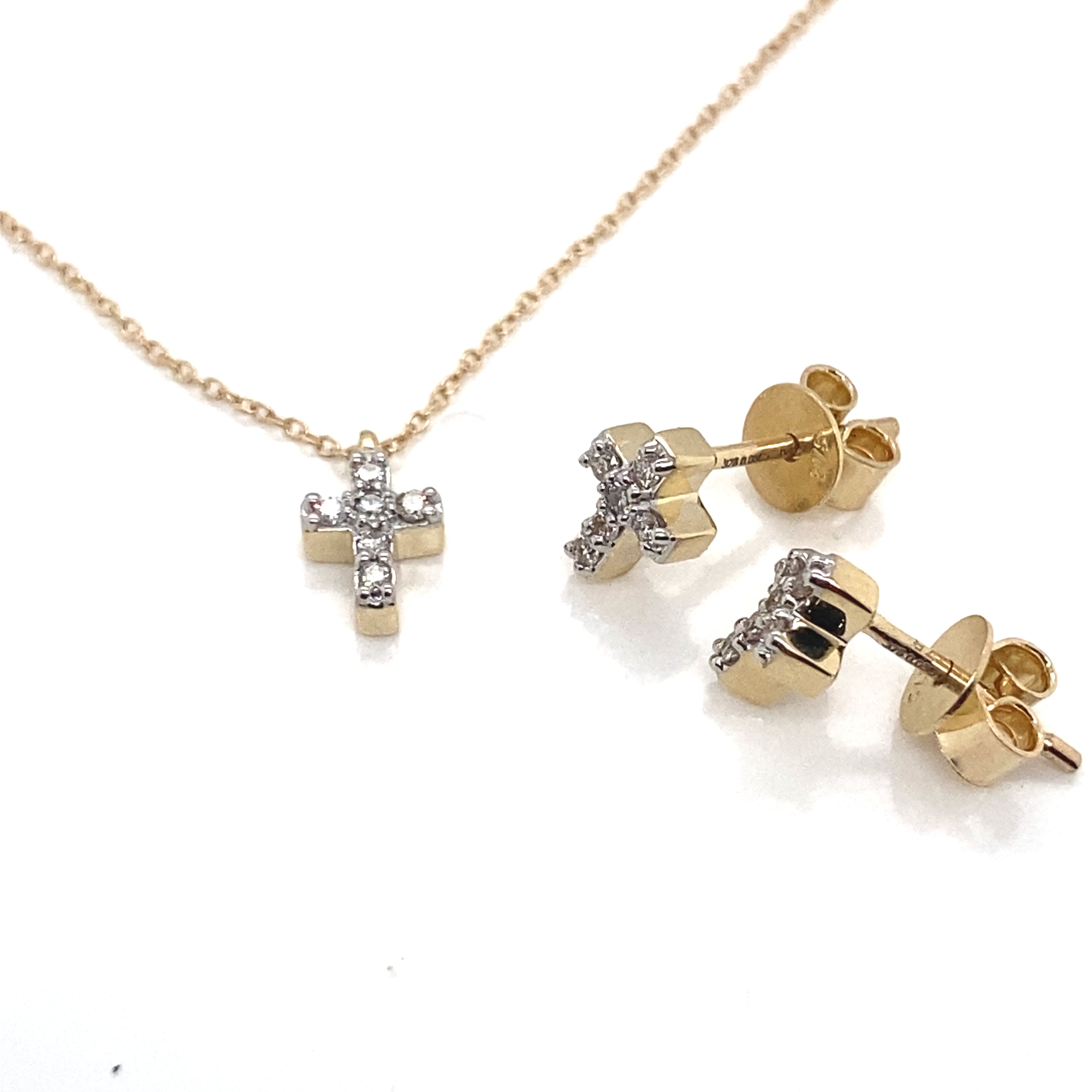 Charity Solid Gold and Diamond Cross Earrings - Caesar Loves Ava