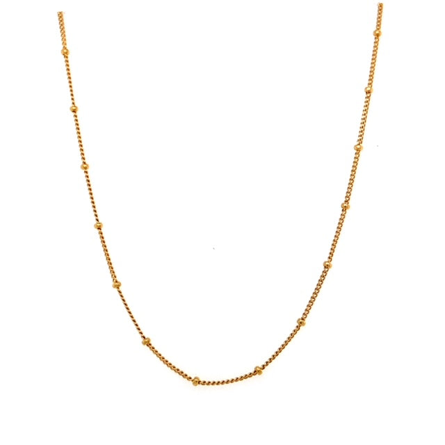 Bea Italian Solid Gold Curb and Ball Chain - 42cm - Caesar Loves Ava