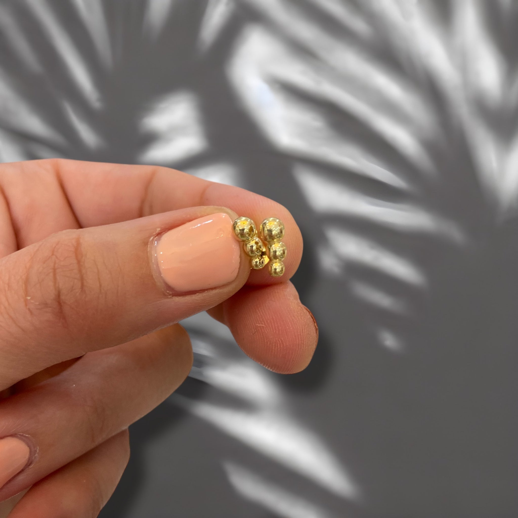 Leora Solid Gold Bubble Bar Studs