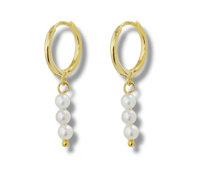 Poppy Dangling Freshwater Pearl Huggies - Caesar Loves Ava