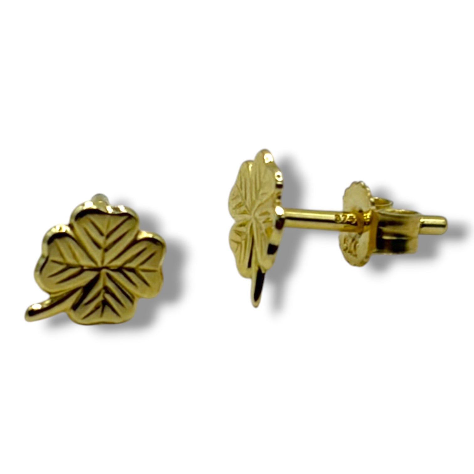Asher Solid Gold Clover Stud Earrings