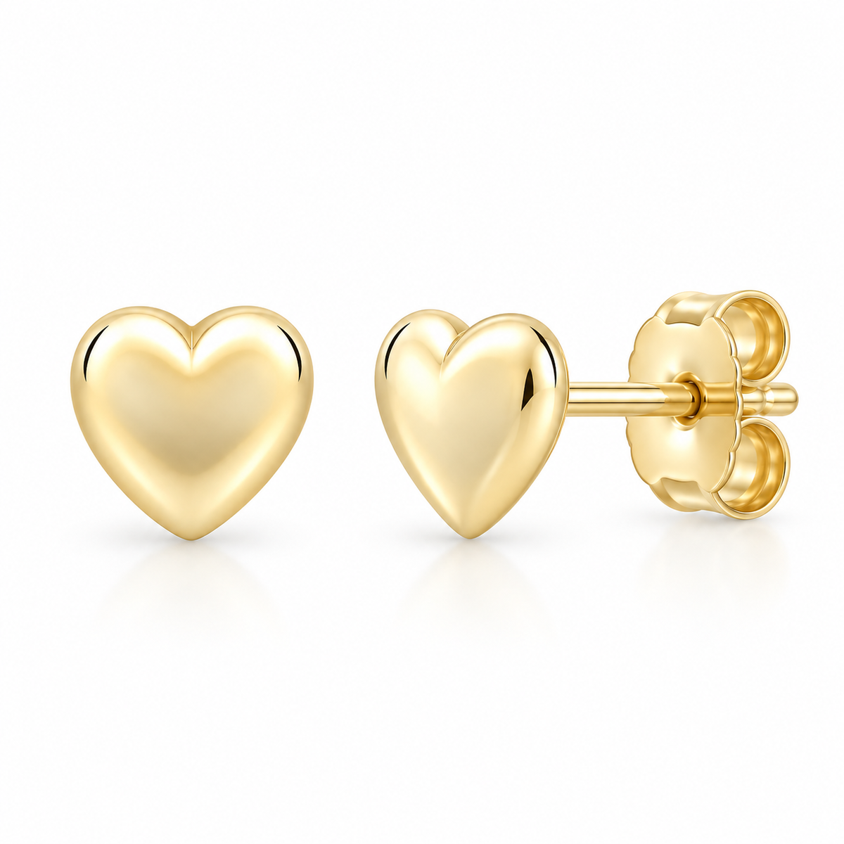 Leena Solid Gold Puff Heart Stud Earrings