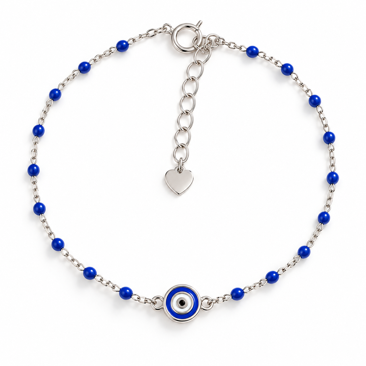 Rania Sterling Silver and Enamel Evil Eye Bracelet