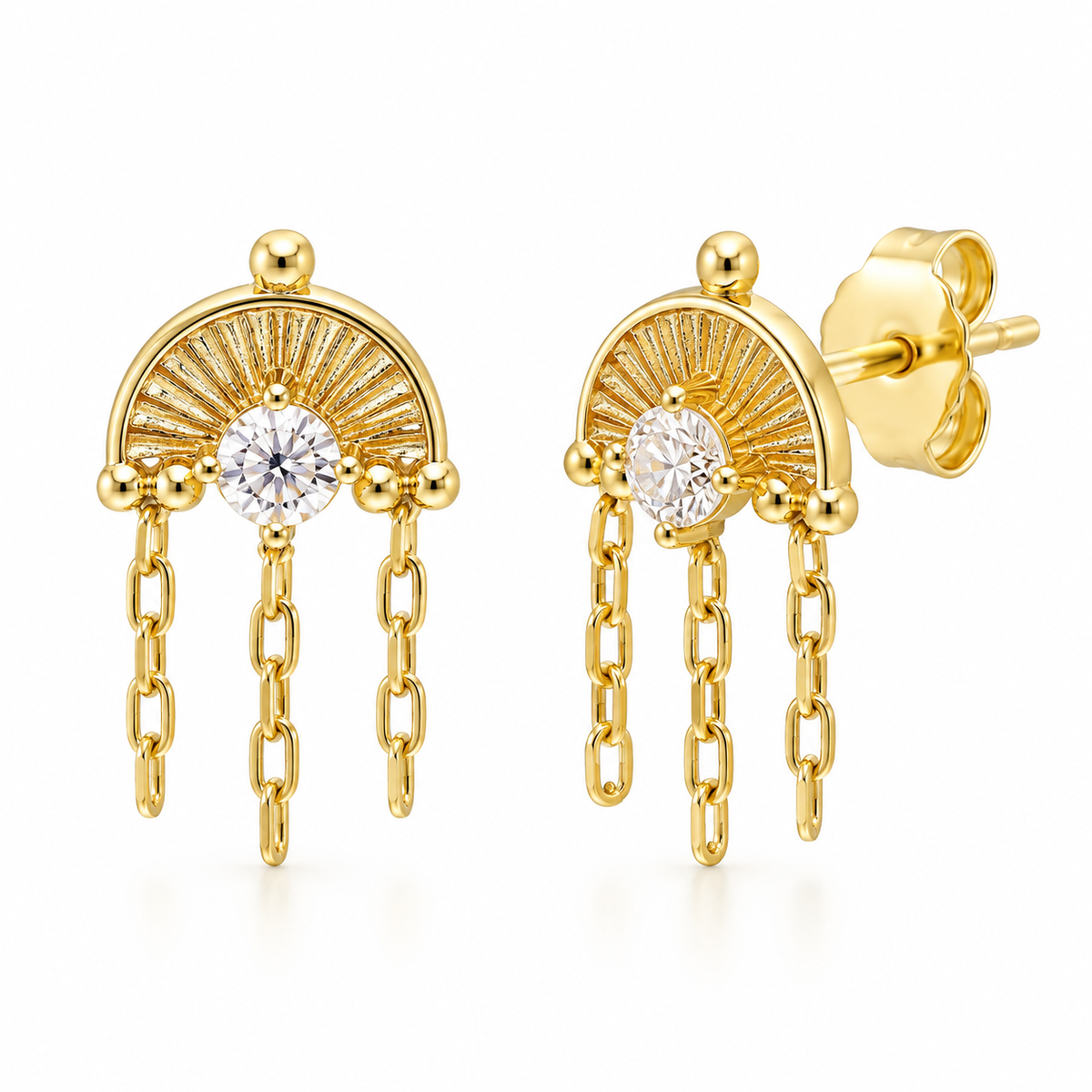 Asha Dangling Cubic Zirconia Starburst Earrings