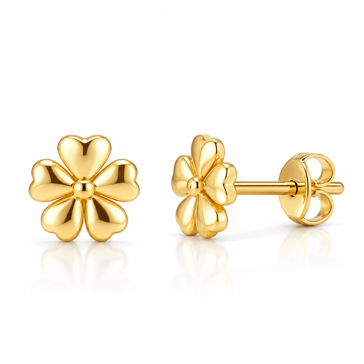 Jianna Solid Gold Floral Studs