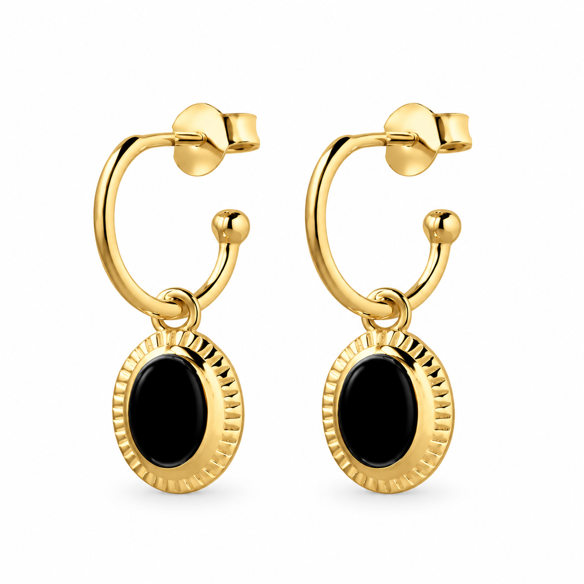 Amaris Gold Plated Black Cubic Zirconia Drop Earrings