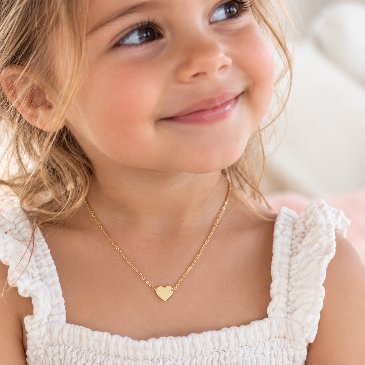Hazel Sterling Silver and Gold Plated Mini Silver Flat Heart Necklace