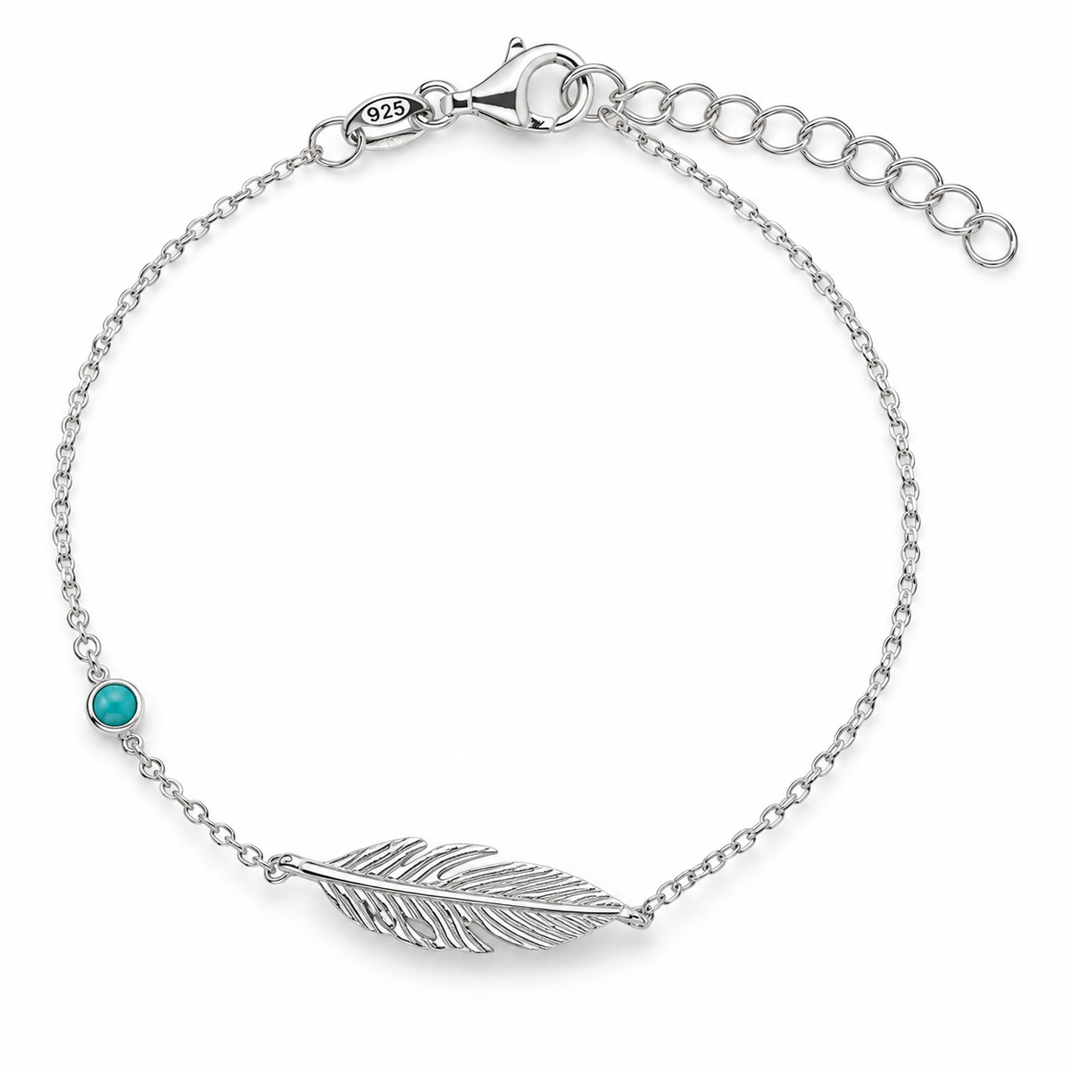 Kirby Feather Bracelet with Turquoise Stone