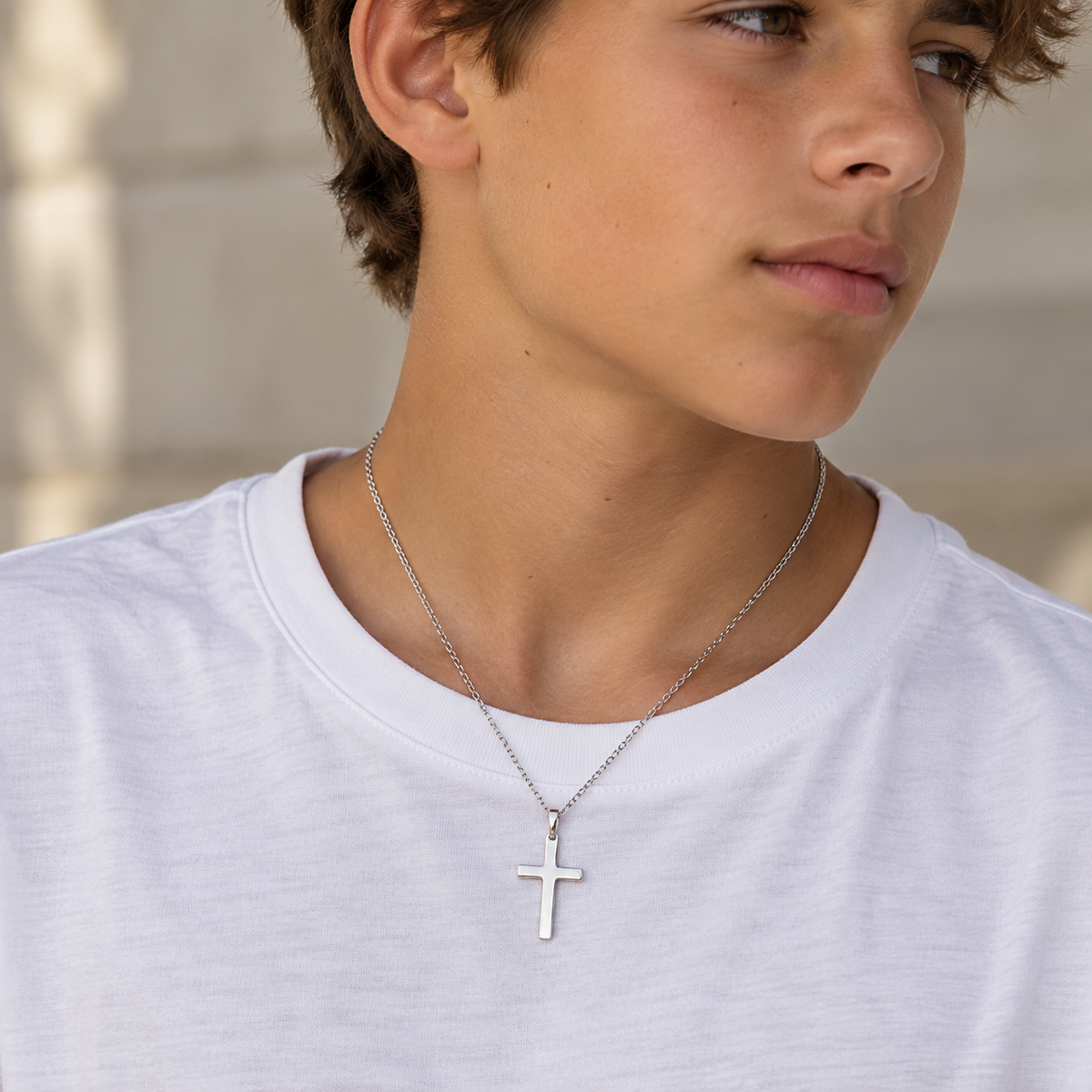 Les Plain Sterling Silver Cross Pendant