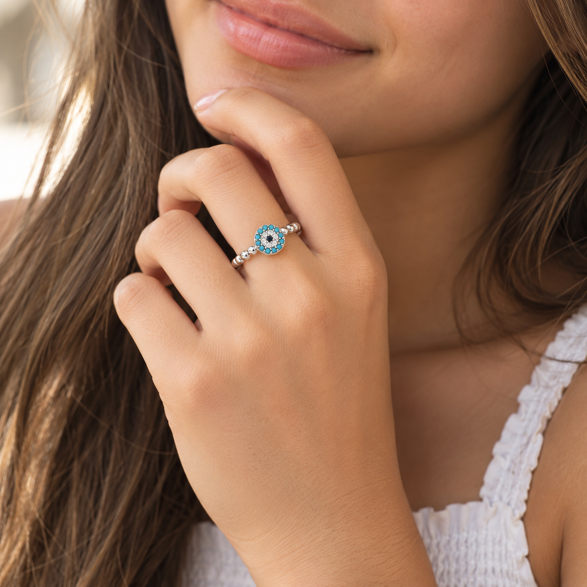 Samira Dazzling Turquoise Evil Eye Ring