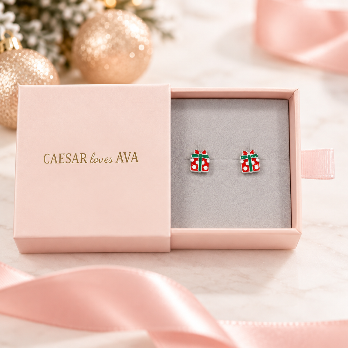 Sterling Silver and Enamel Christmas Gift Studs