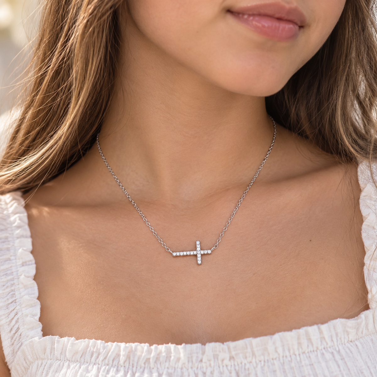 Willow Sterling Silver Sideways Cross Necklace