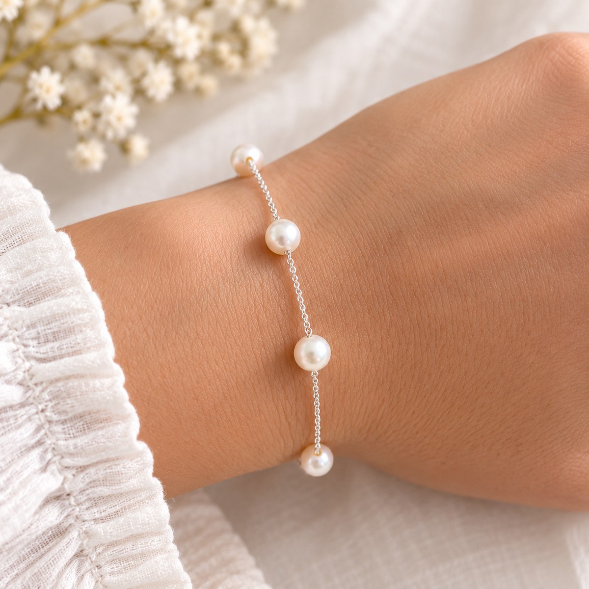 Xanthe Sterling Silver and Freshwater Pearl Bracelet