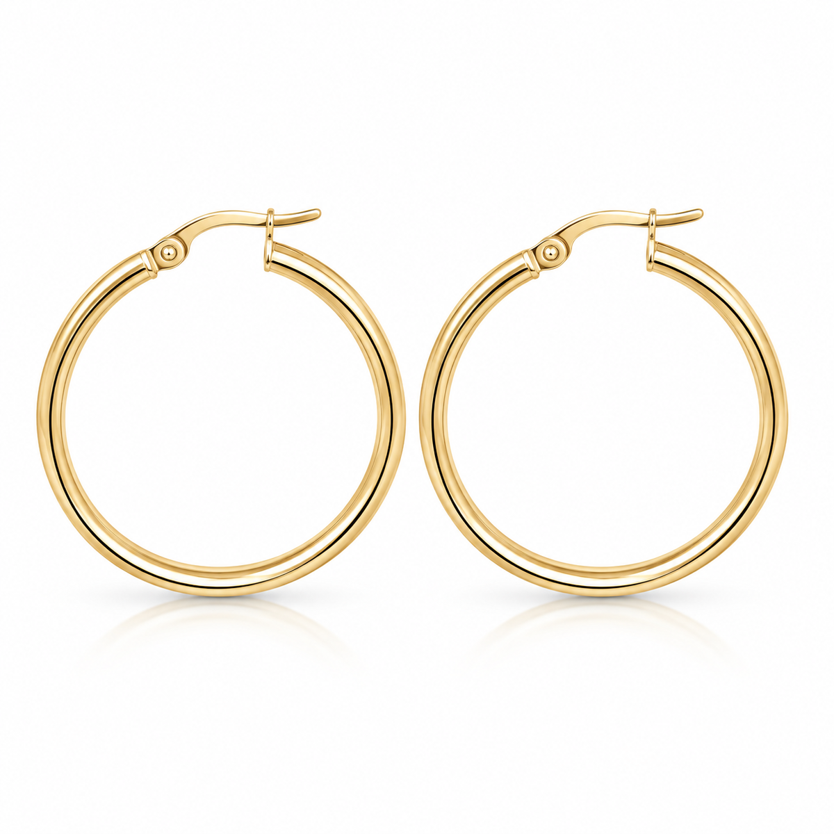 Maya 25mm Solid Gold Tube Hoop Earrings