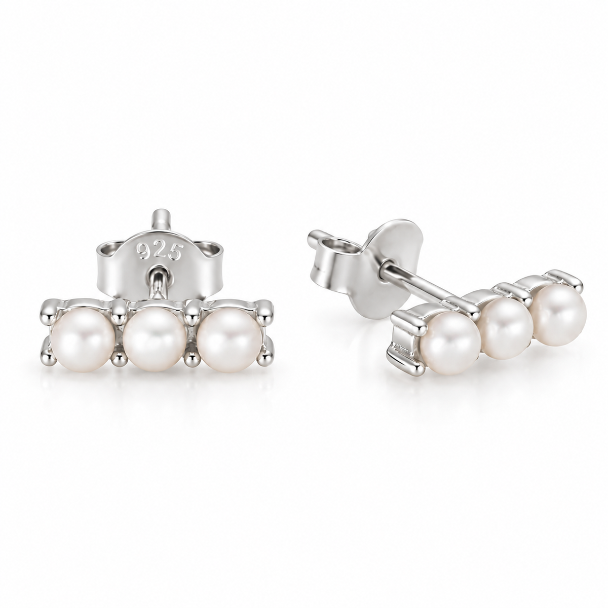 Morgan Trio-Pearl Stud Earrings