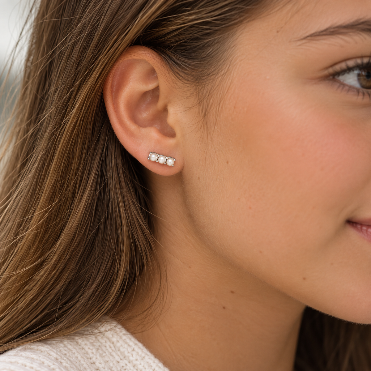 Morgan Trio-Pearl Stud Earrings