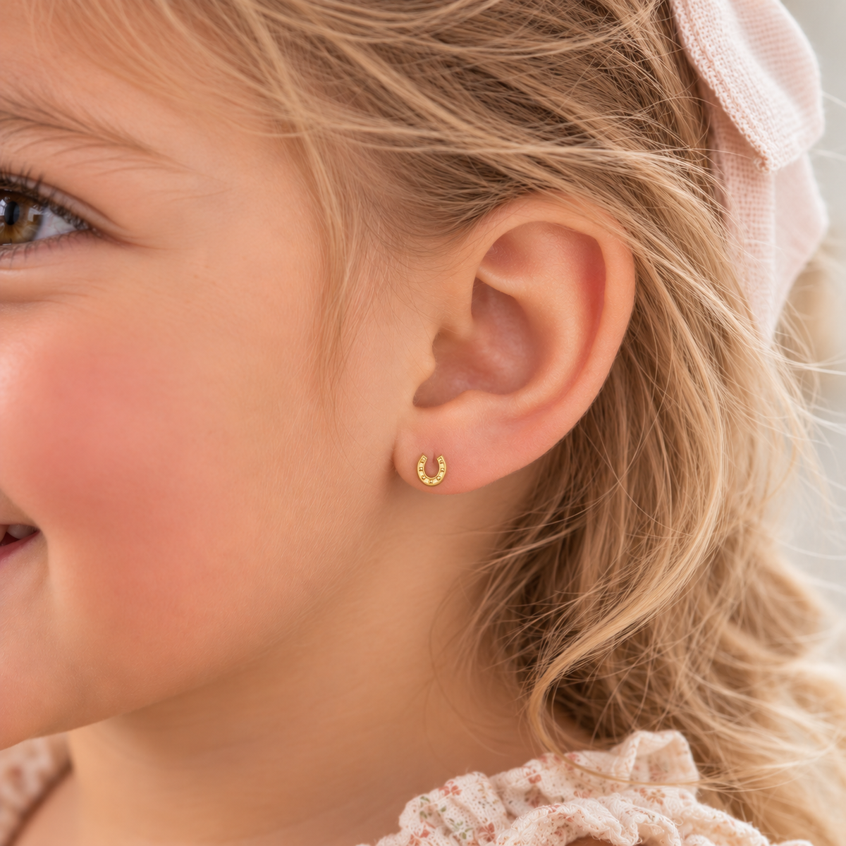 Cosette Solid Gold Lucky Horseshoe Stud Earrings