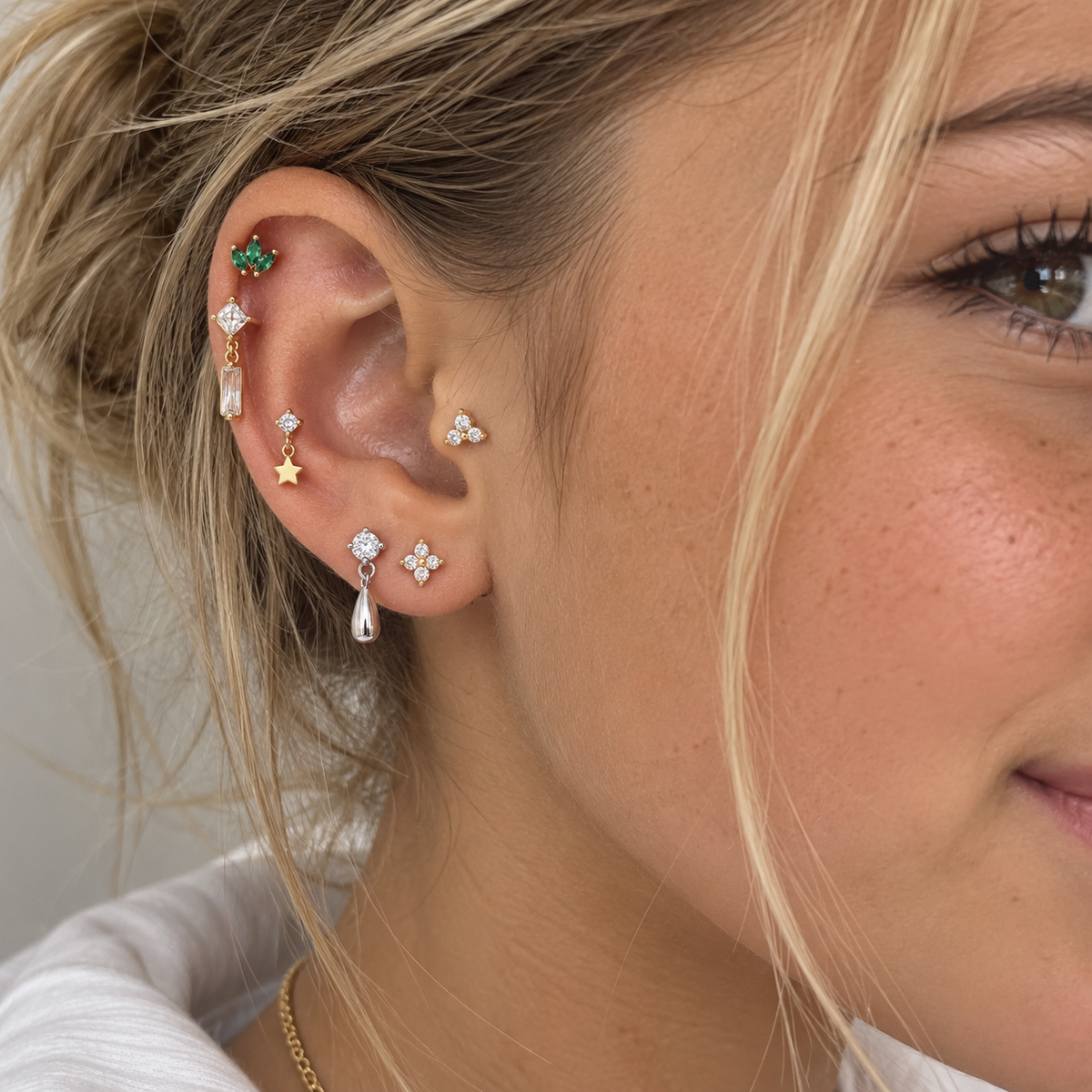 Erica North Star Dangling Stud Earrings
