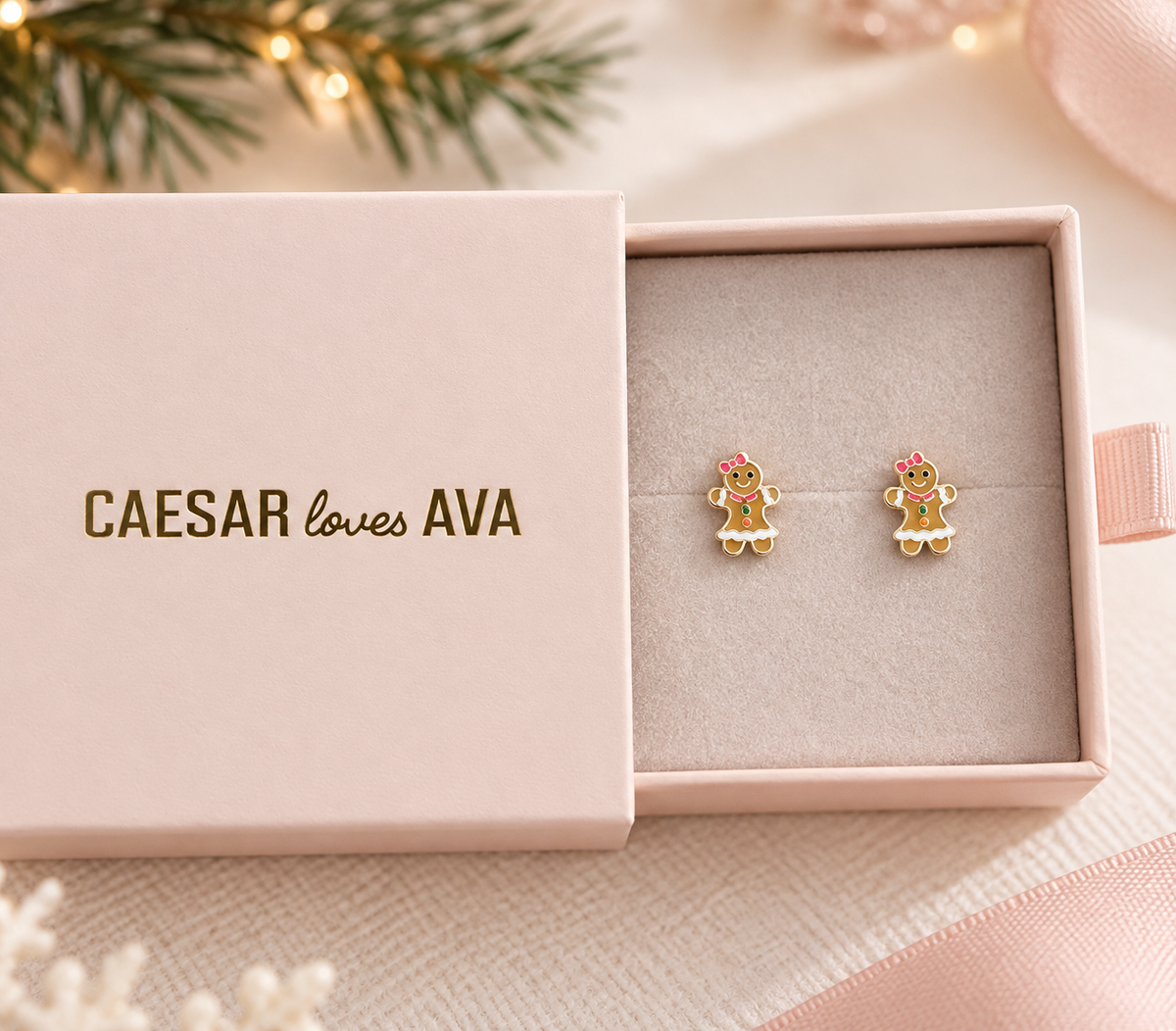 Gingerbread Woman Christmas Stud Earrings