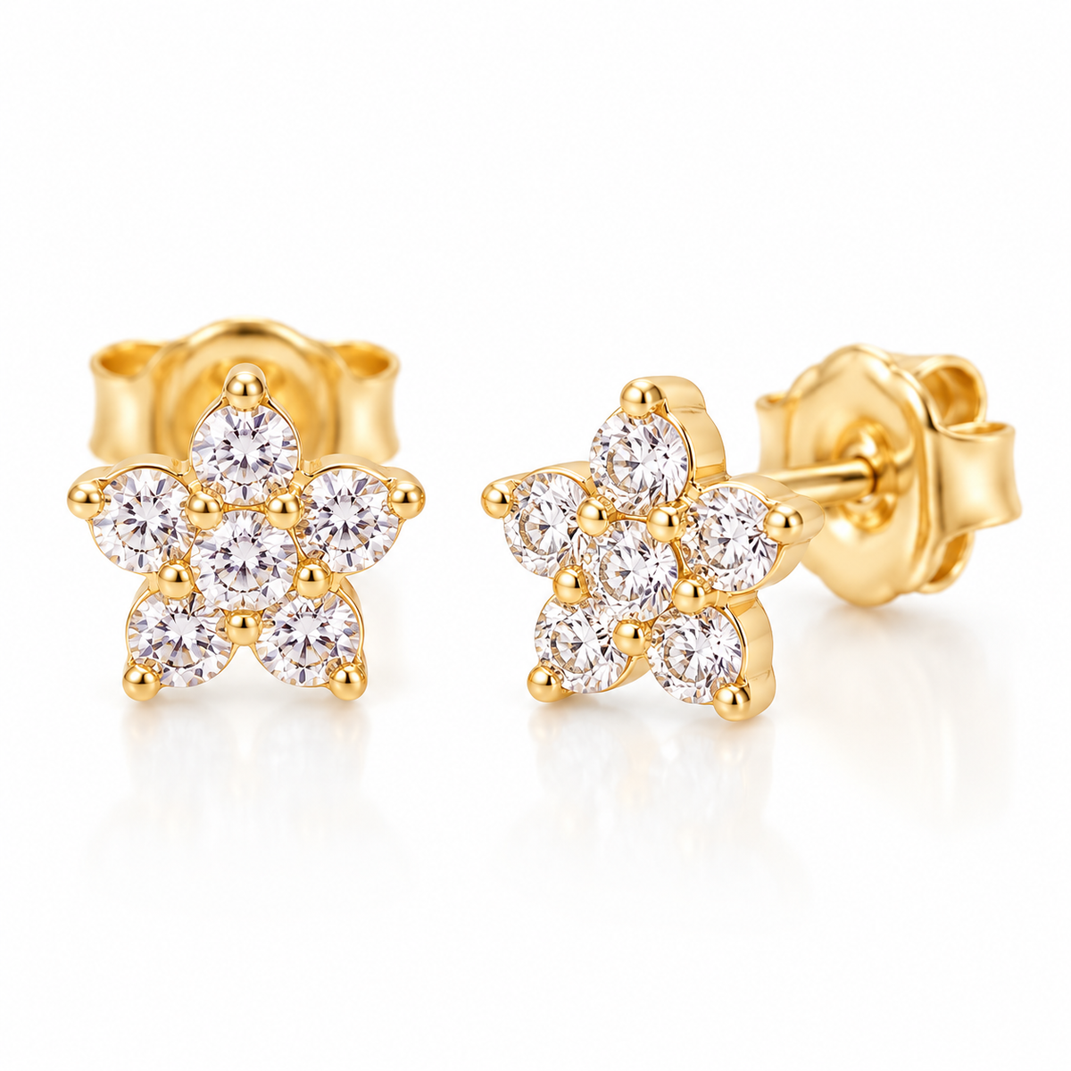 Flora Sterling Silver and Gold Plated Silver Sparkling Flower Studs