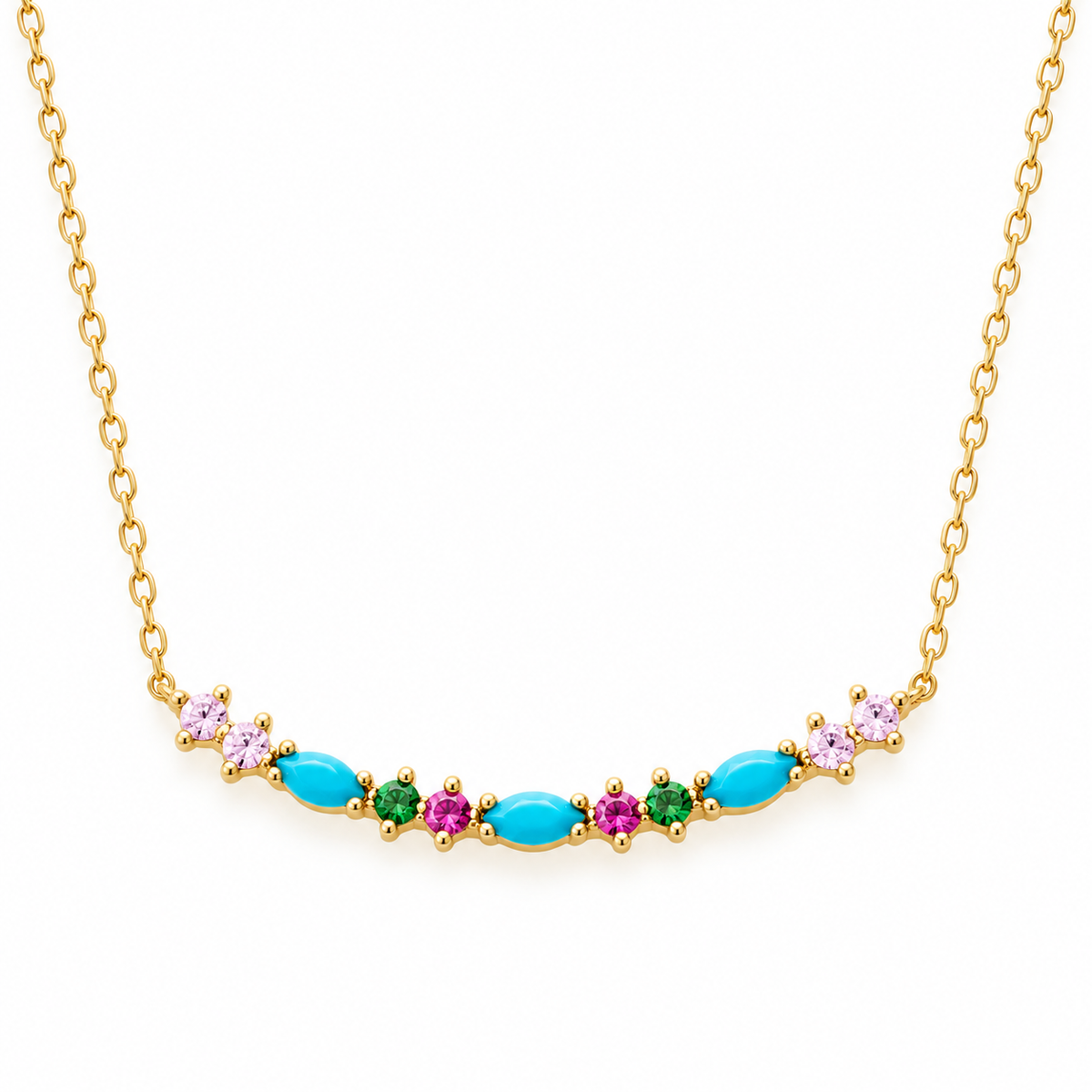 Isolde Gold Plated Silver Multi-Coloured Bar Necklace