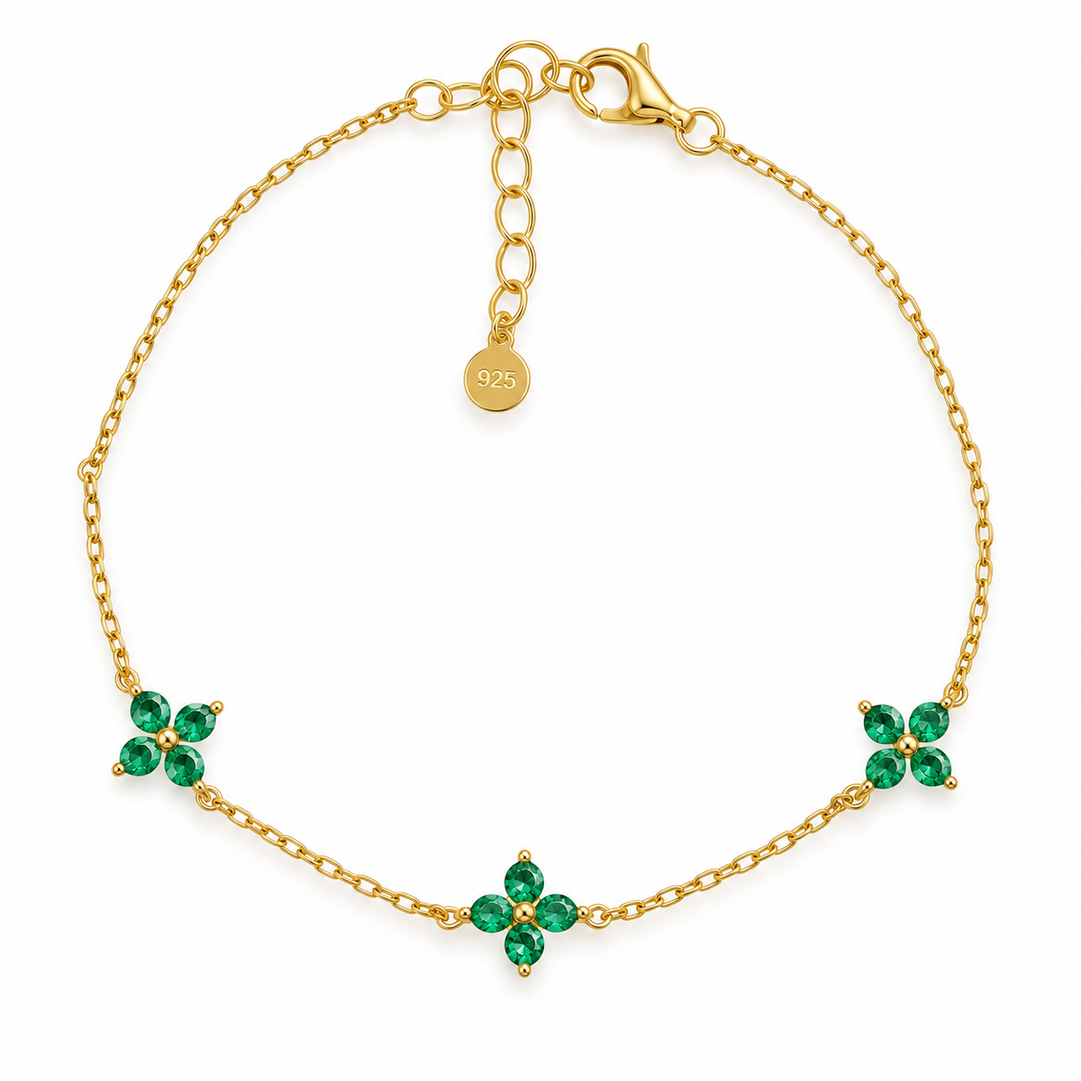 Vivi Sterling silver and dazzling green floral bracelet