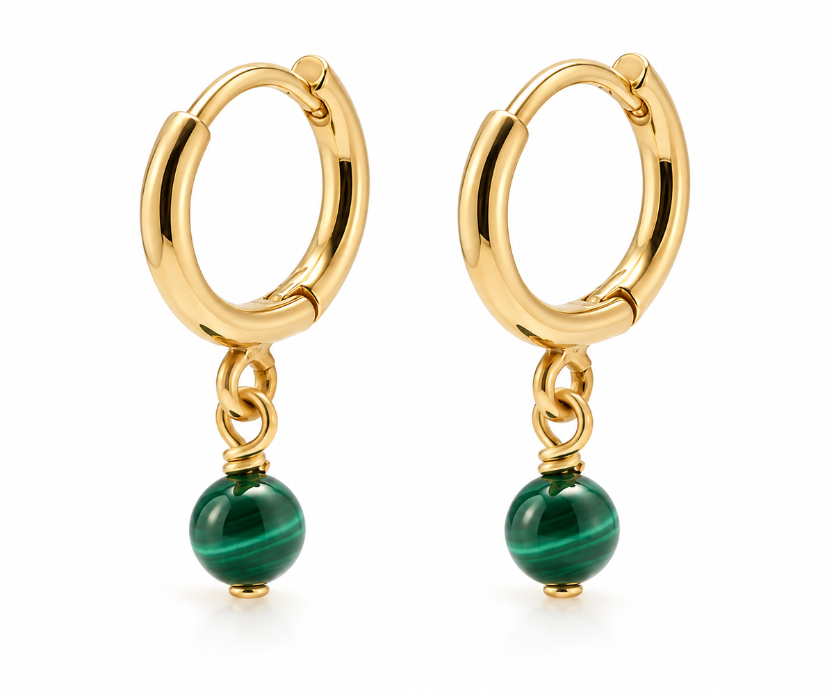 Marcelle Gold Plated Silver and Genuine Semi Precious Stone Huggies