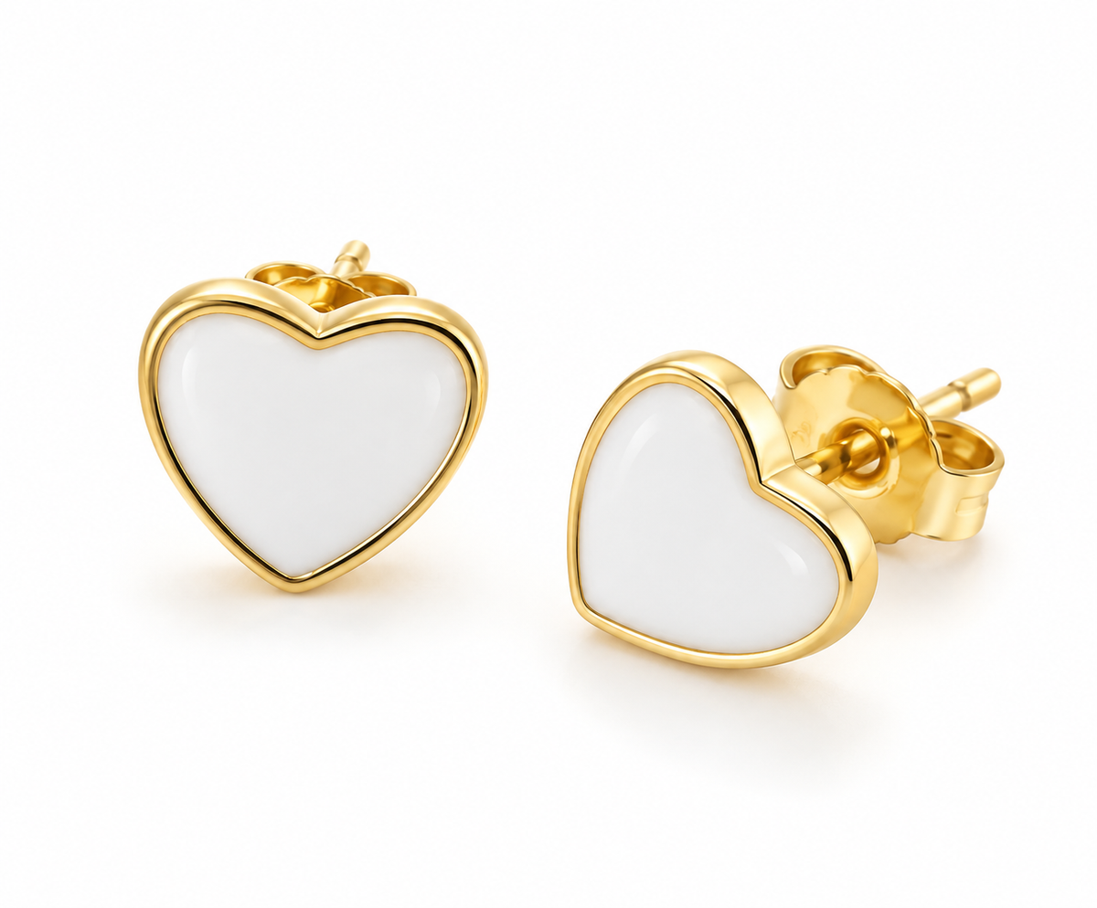 Camilla Gold Plated Sterling Silver Enamel Heart Studs