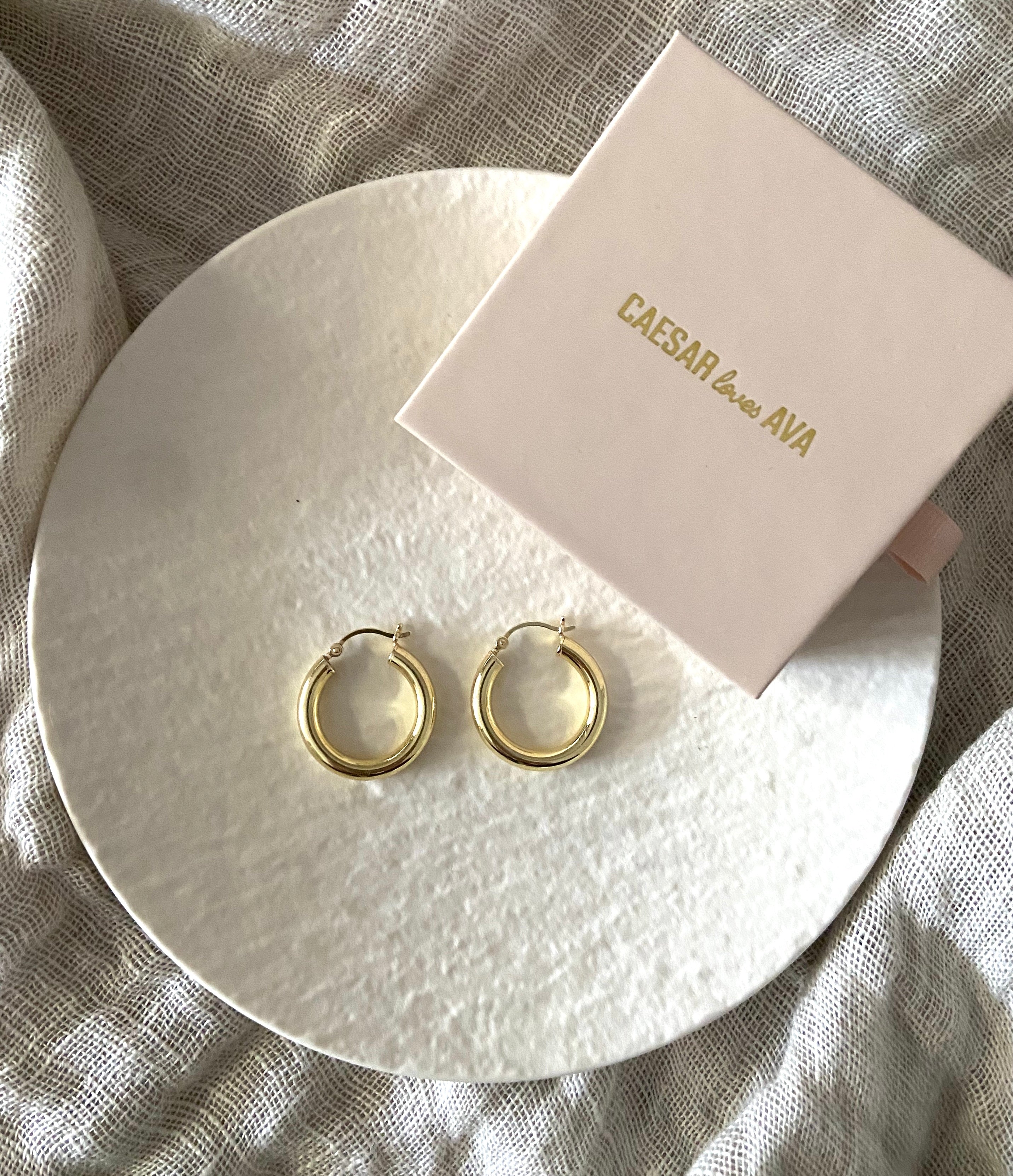 Marnie Gold Plated Silver Tube Hoop Earrings - Caesar Loves Ava