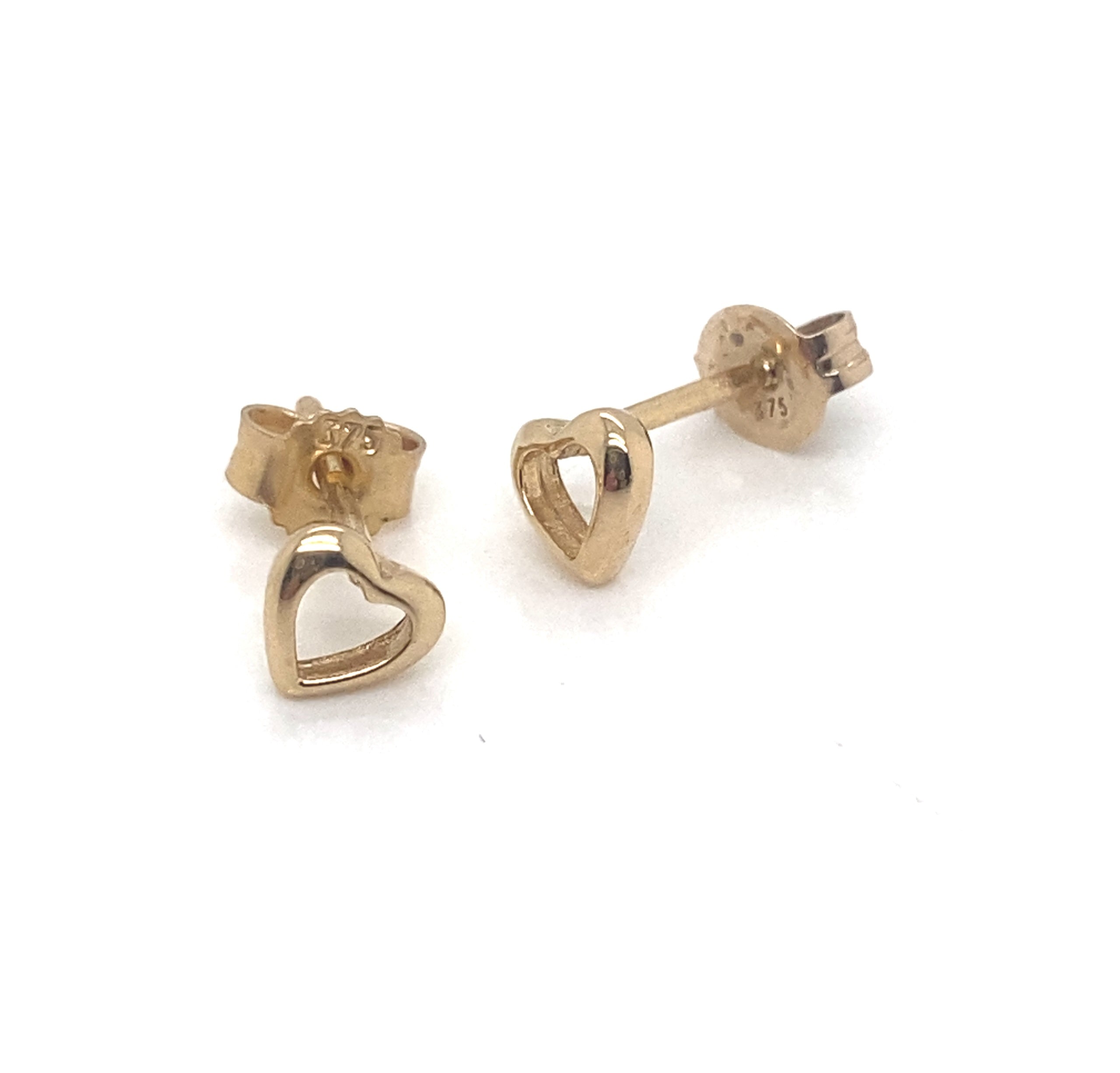 Halle Solid Yellow Gold Cut Out Heart Studs - Caesar Loves Ava
