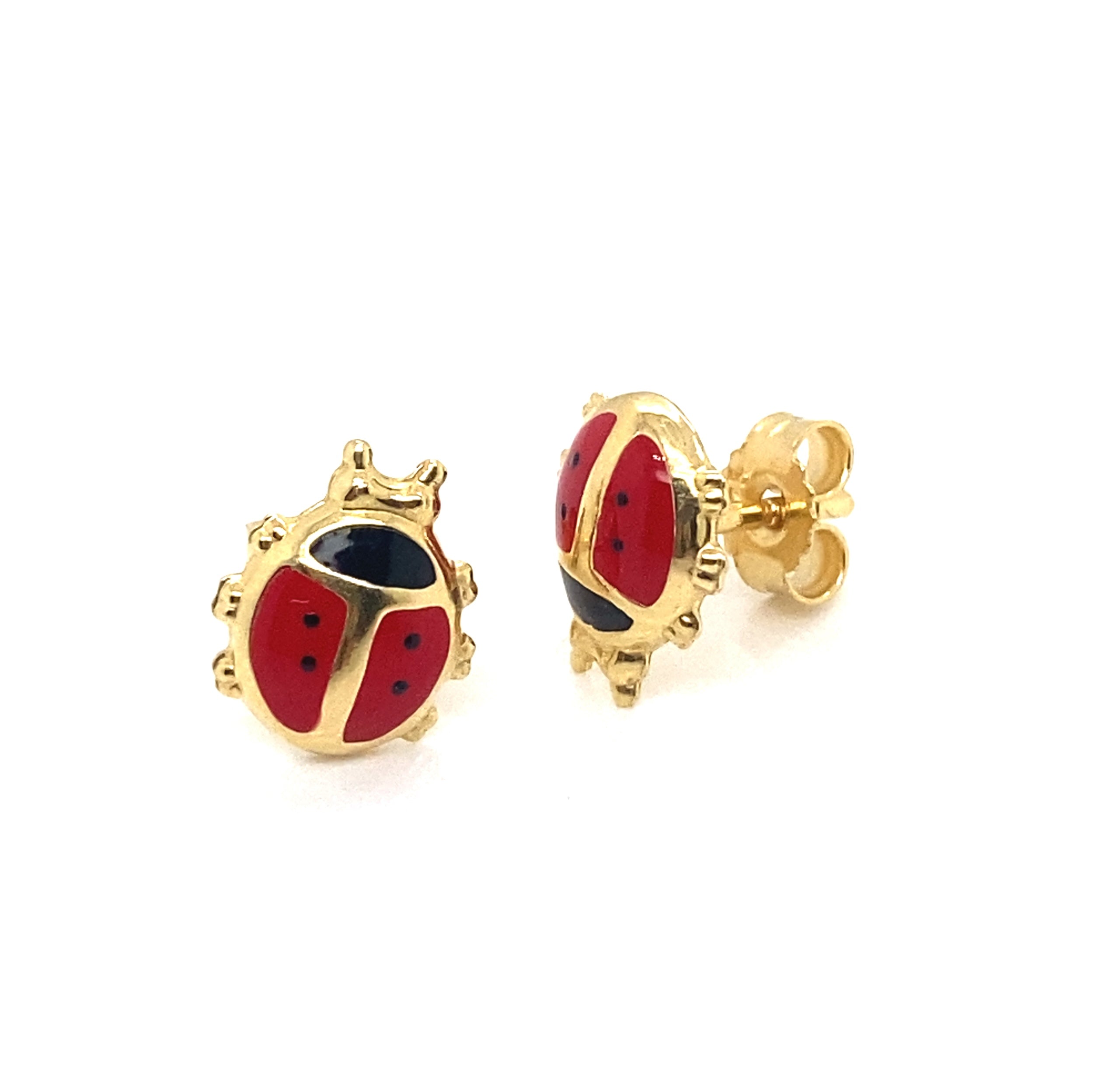 Lana Solid Gold and Enamel Lady Beetle Studs - Caesar Loves Ava