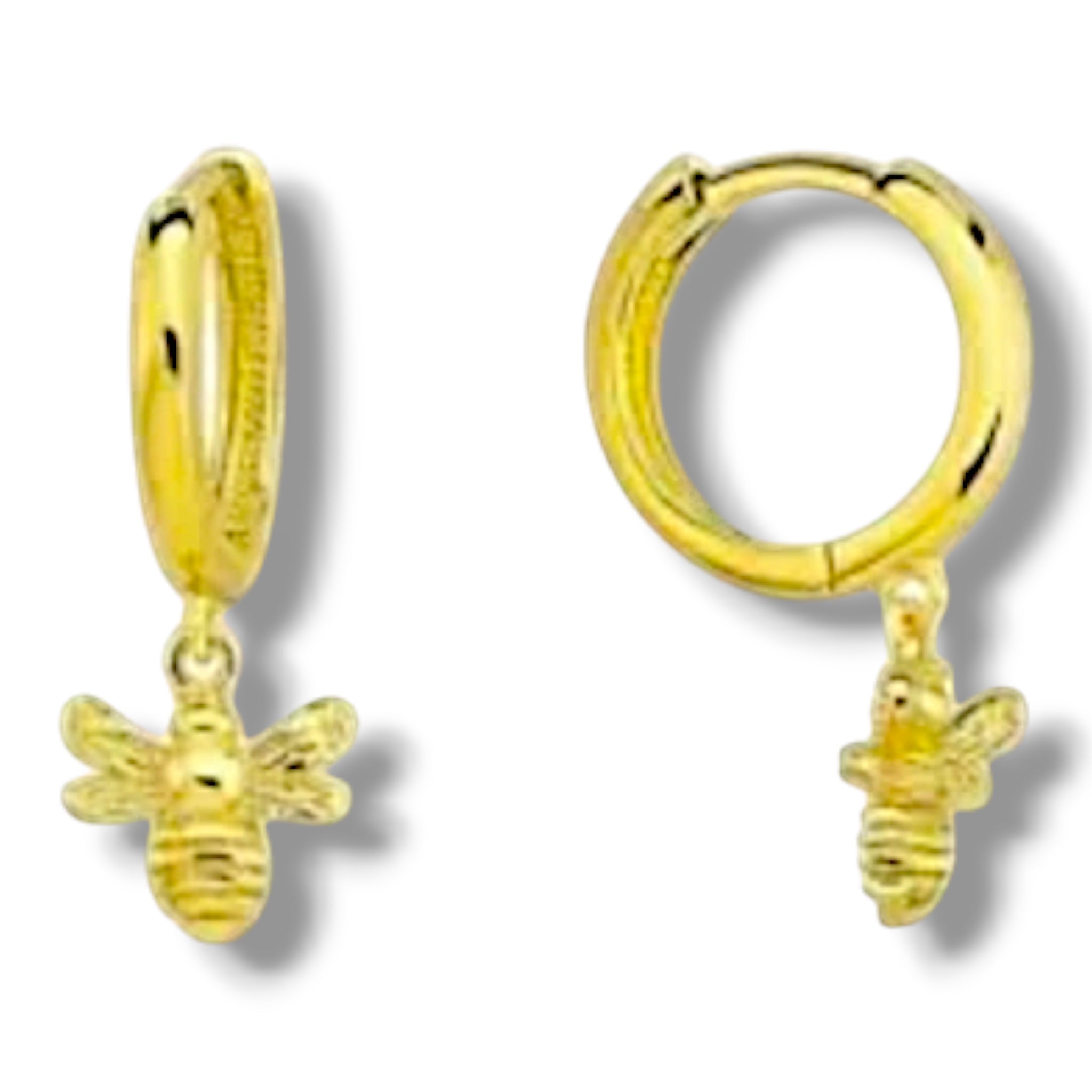 Alira Solid Gold Bee Drop Earrings - Caesar Loves Ava