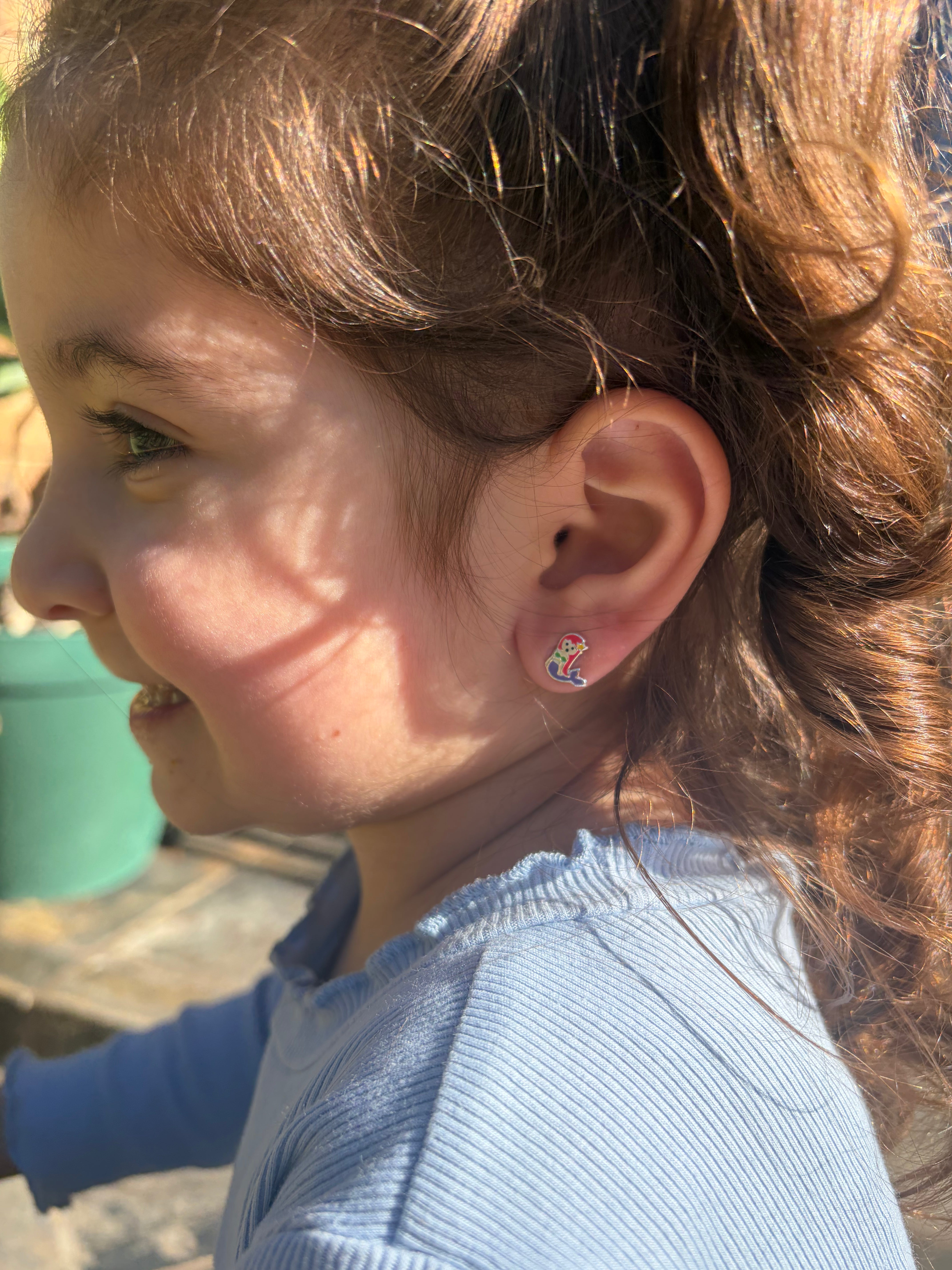 Cascade Sterling Silver and Enamel Mermaid Studs