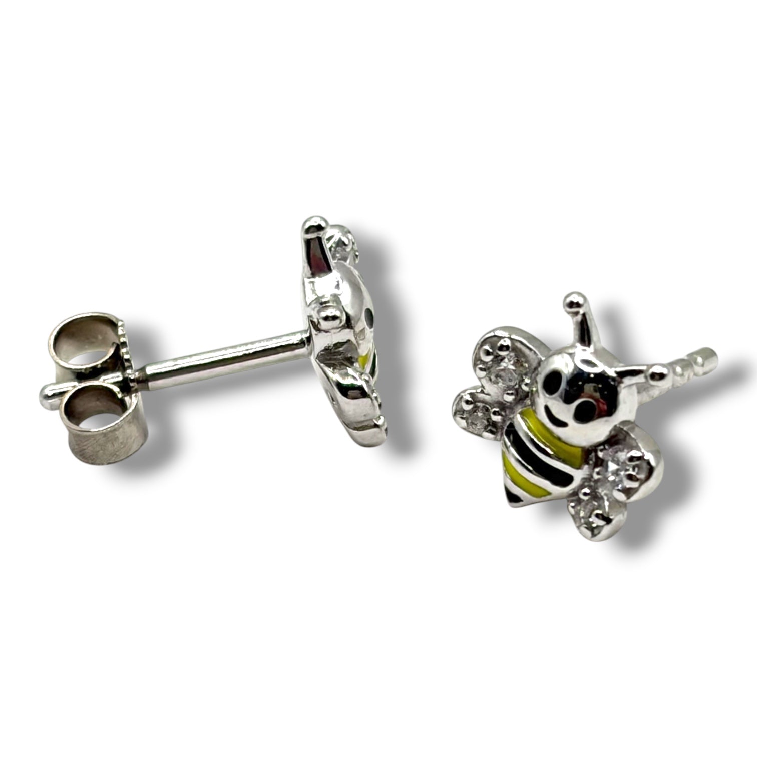 Briar Sterling Silver and Enamel Bee Stud Earrings