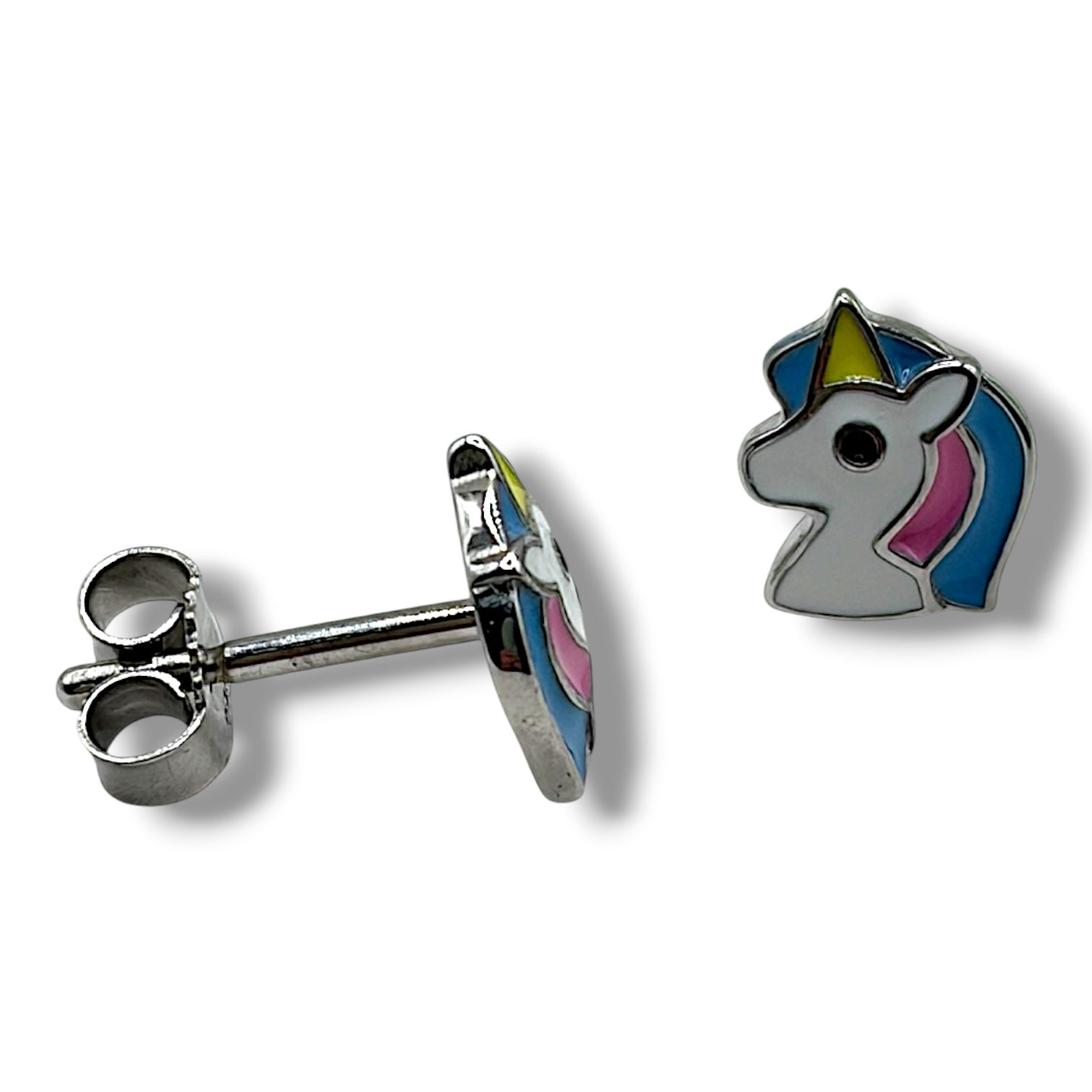 Juniper Sterling Silver and Enamel Unicorn Stud Earrings