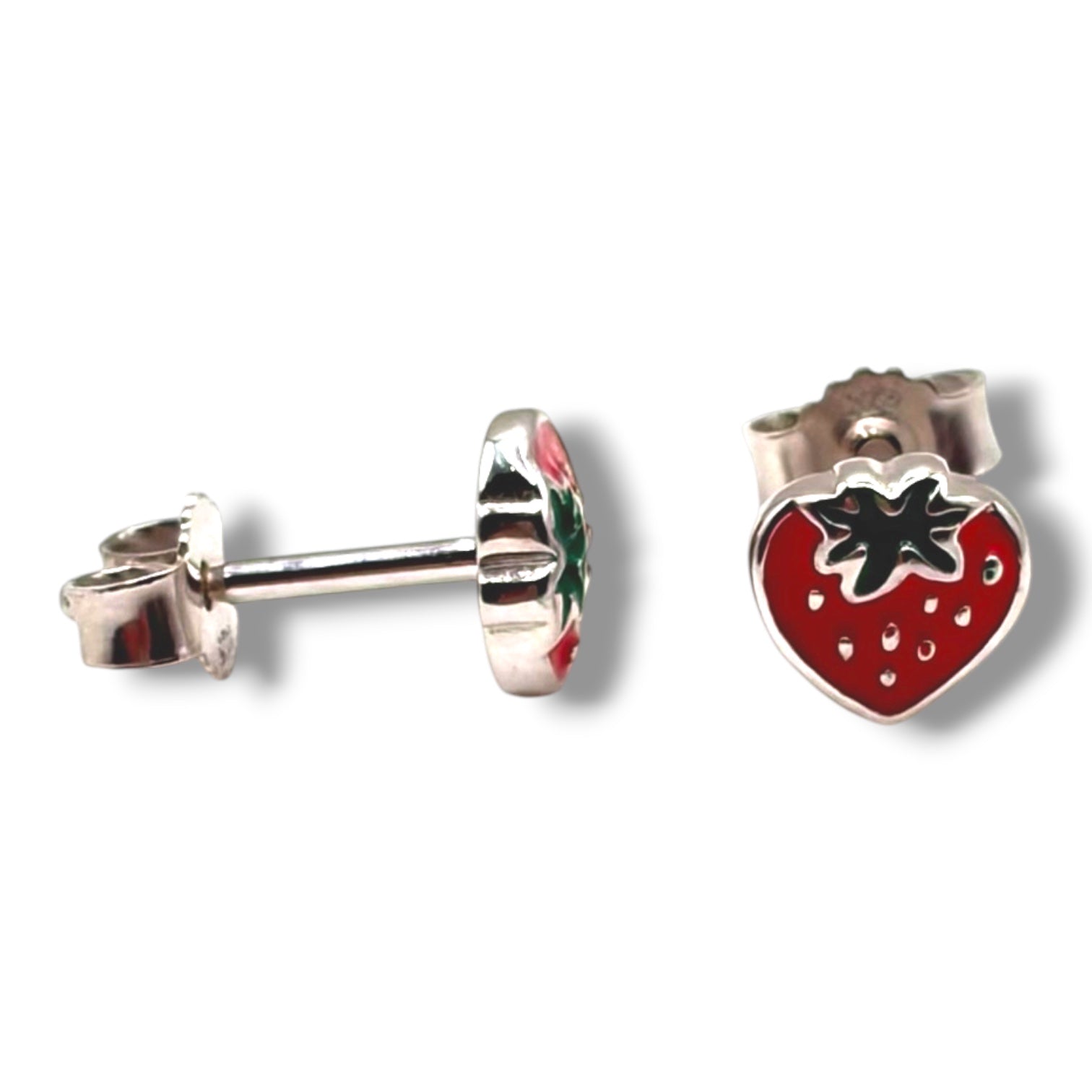 Melina Sterling Silver and Enamel Strawberry Studs