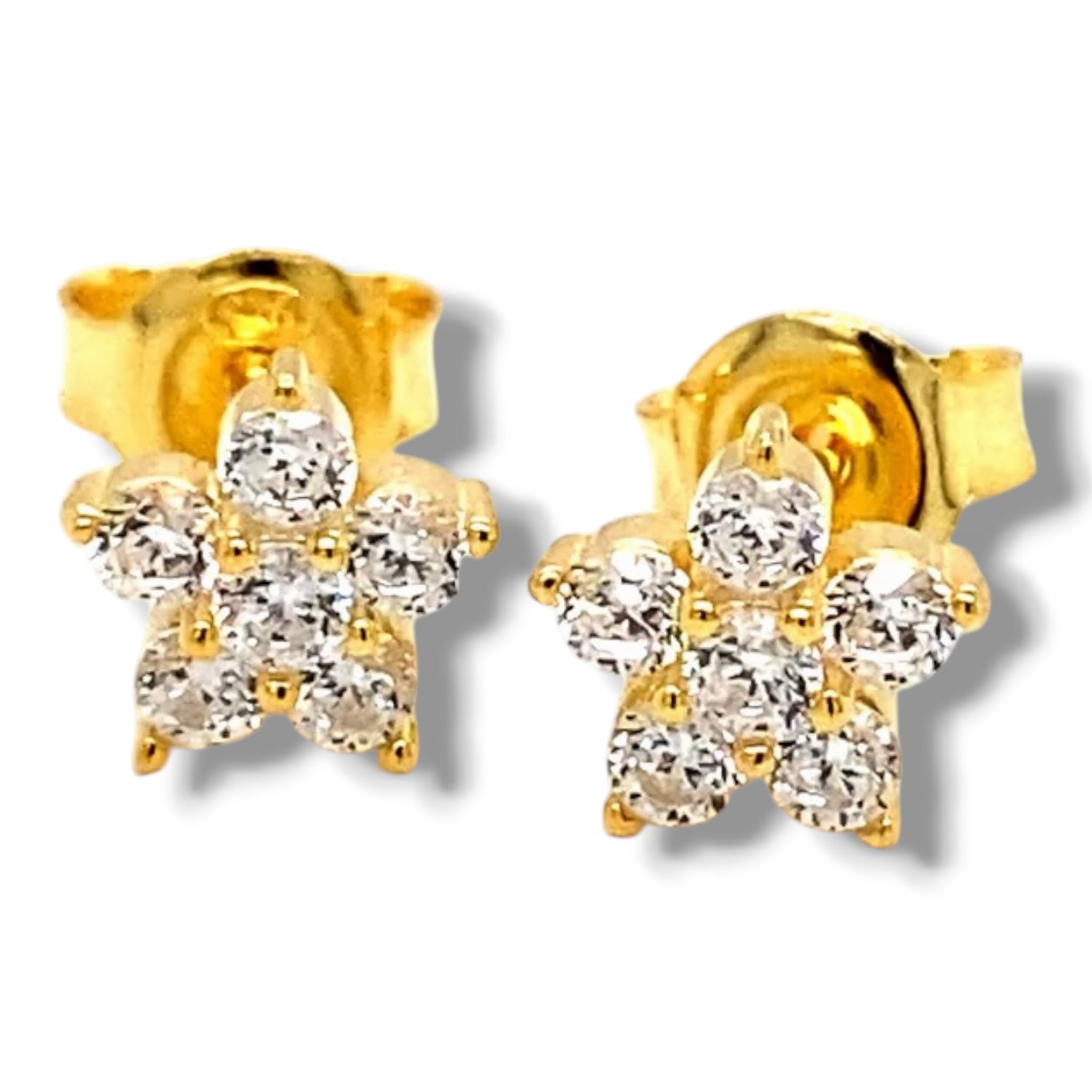 Flora Sterling Silver and Gold Plated Silver Sparkling Flower Studs