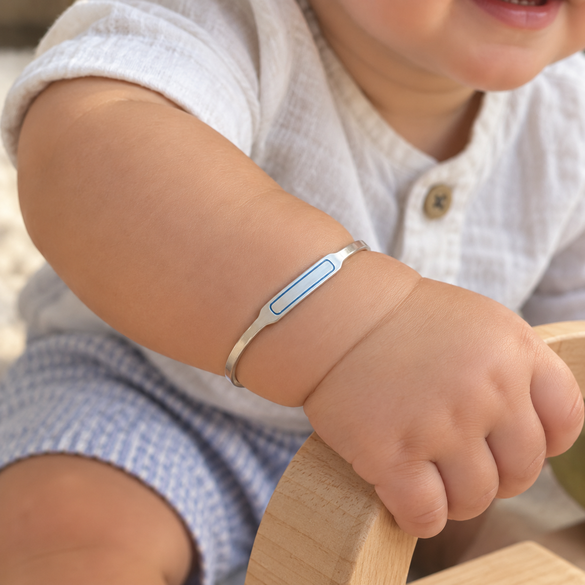 Coco Sterling Silver Blue ID Slider Bangle