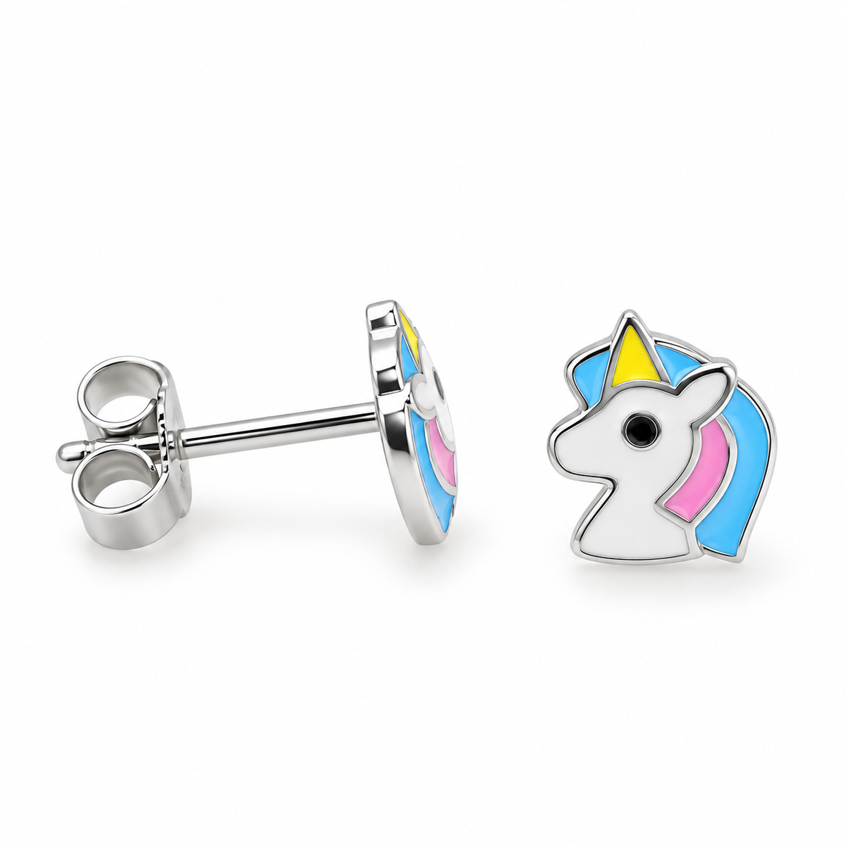 Juniper Sterling Silver and Enamel Unicorn Stud Earrings