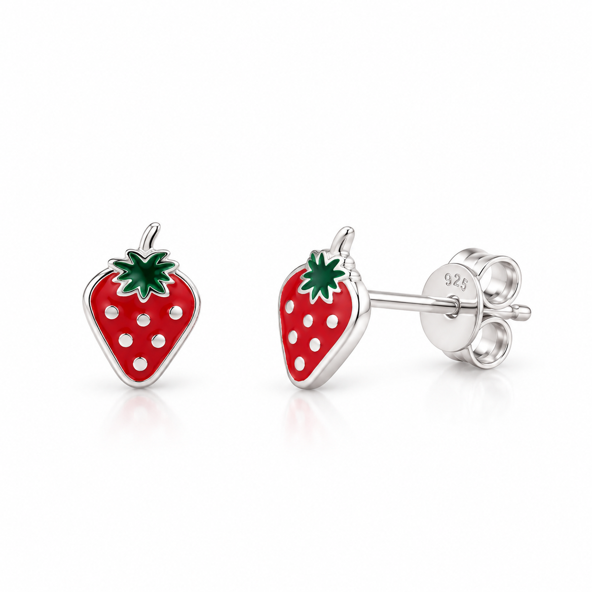 Sienna Sterling Silver and Enamel Strawberry Stud Earrings