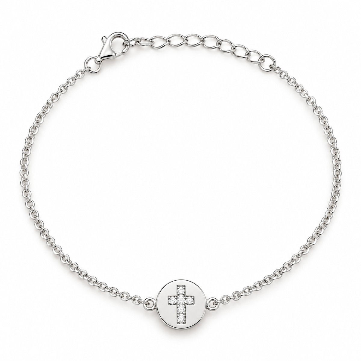 Ollie Sterling Silver and Cubic Zirconia Cross Bracelet