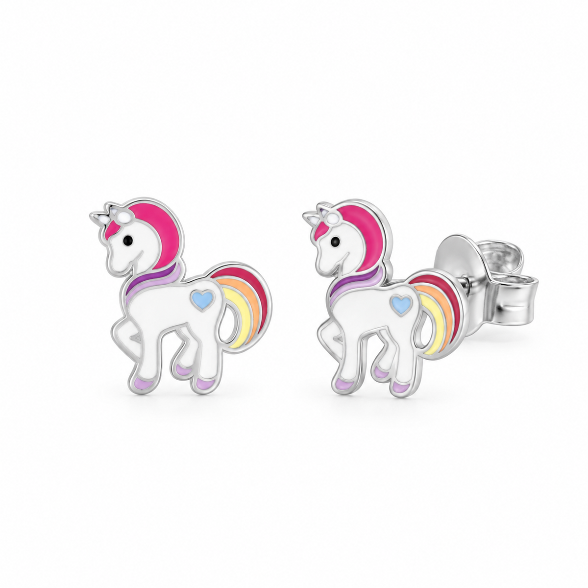 Umina Sterling Silver and Enamel Unicorn Studs