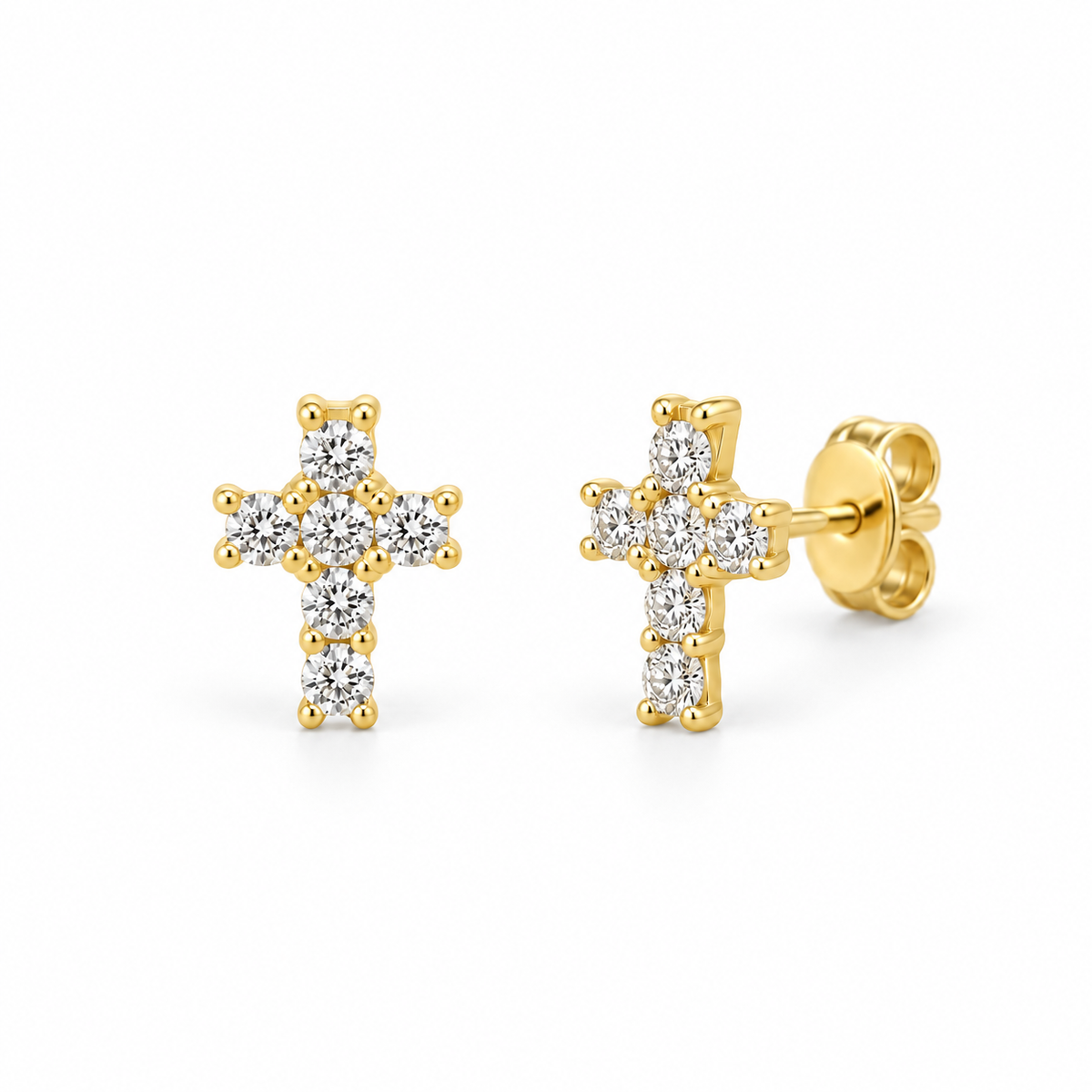 Ciara Dazzling Sterling Silver Mini Cross Studs