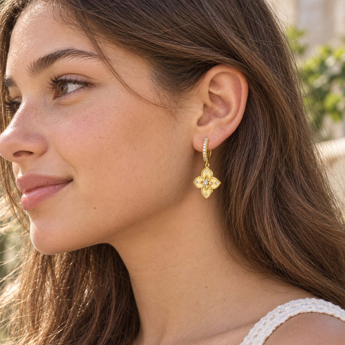 Zelia Sterling Silver Venetian Clover Drop Earrings